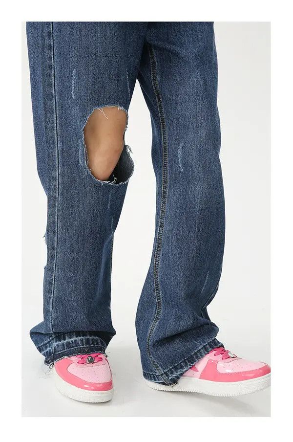 Japanese Brand VIBE Japanese retro loose flared casual ripped jeans Size US 32 / EU 48 - 5 Thumbnail