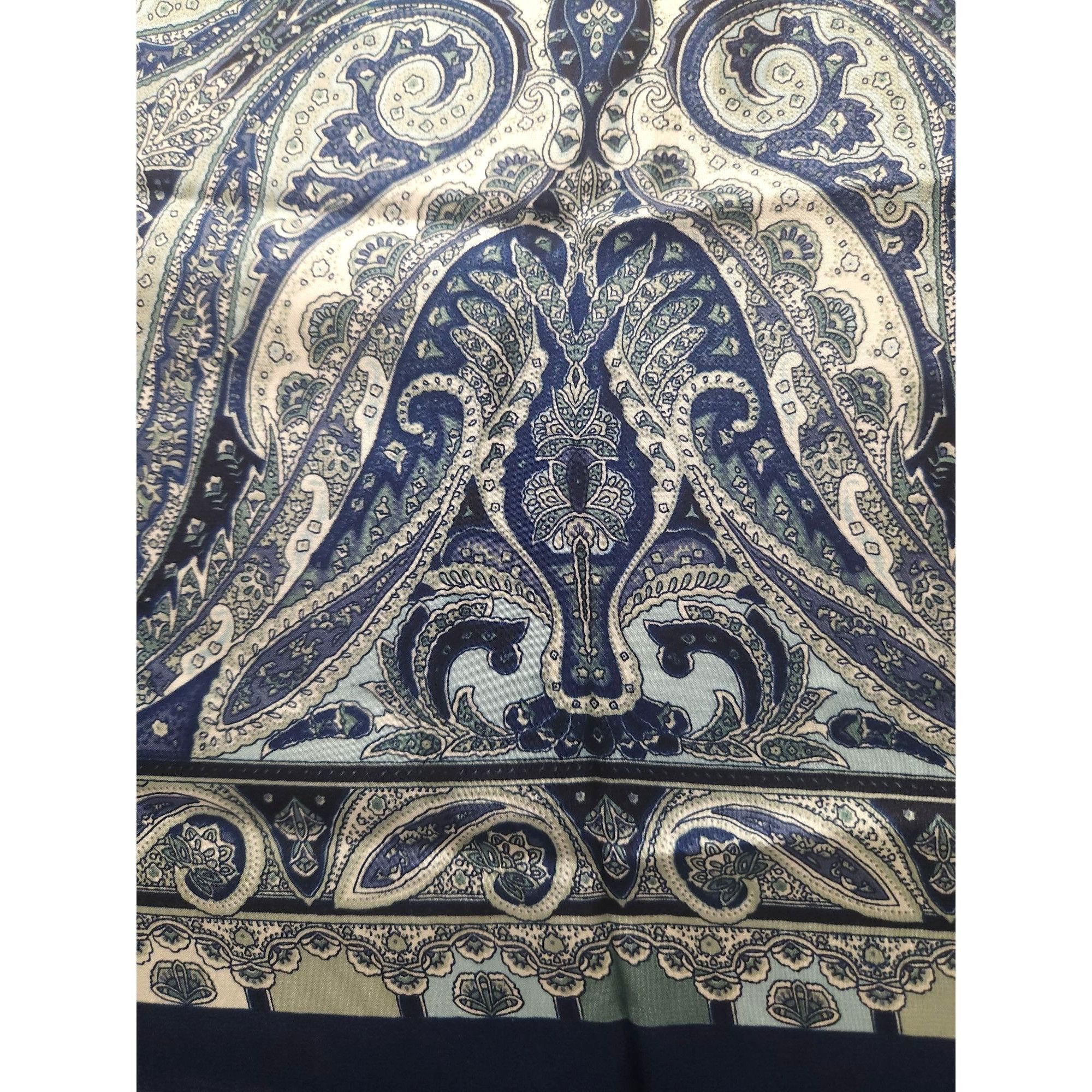 Other Luxury Paisley Blue/White Square Scarf 27 inch Western Wild Size ONE SIZE - 3 Thumbnail