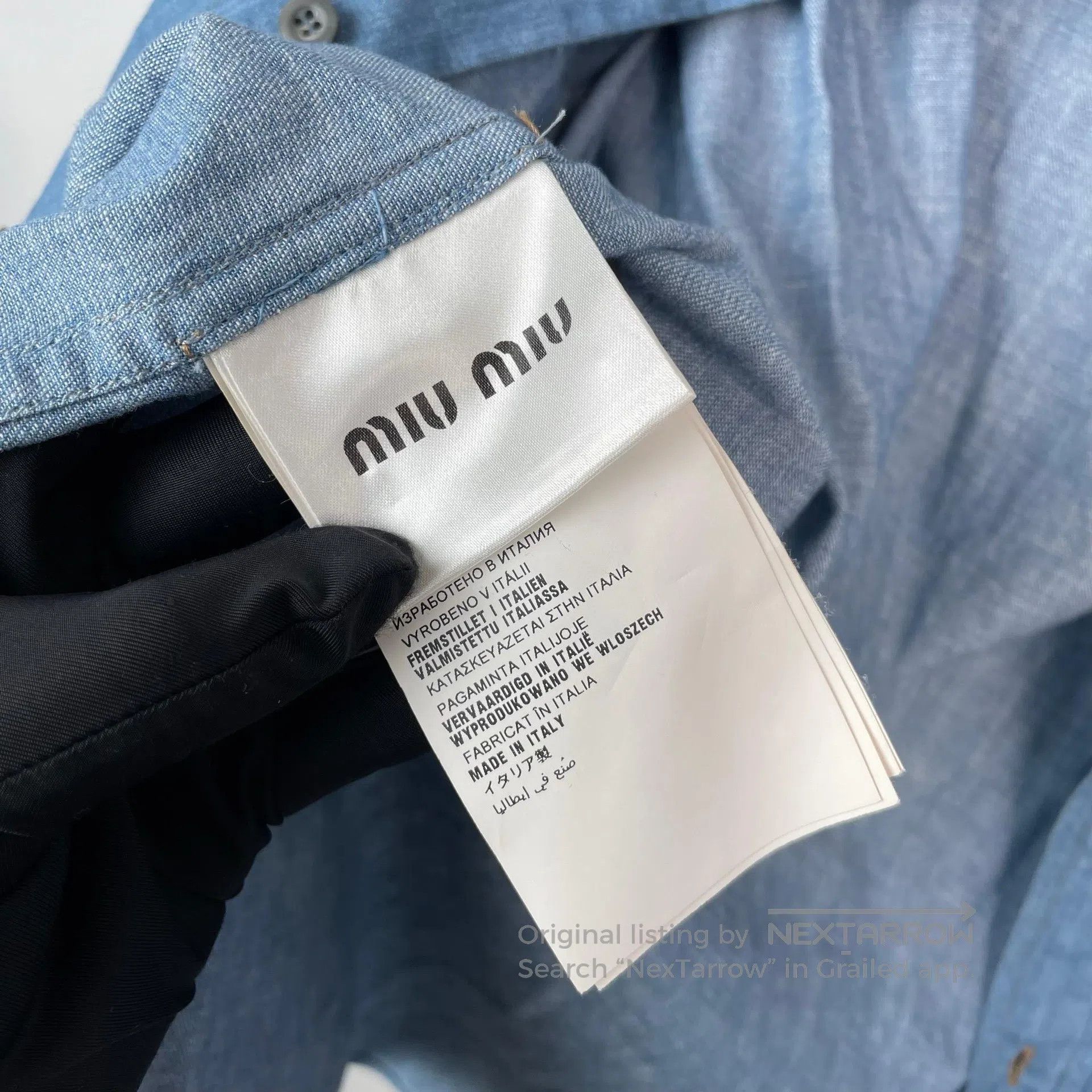 Miu Miu Miu Miu Denim blue washed collar shirt| Size XS / US 0-2 / IT 36-38 - 7 Thumbnail