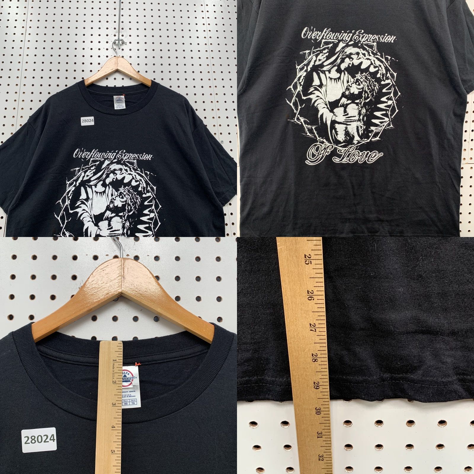 Delta VINTAGE Jesus Religion Tee Black White Graphic Overflowing Expression Of Love XL 23x29 Size US XL / EU 56 / 4 - 8 Thumbnail