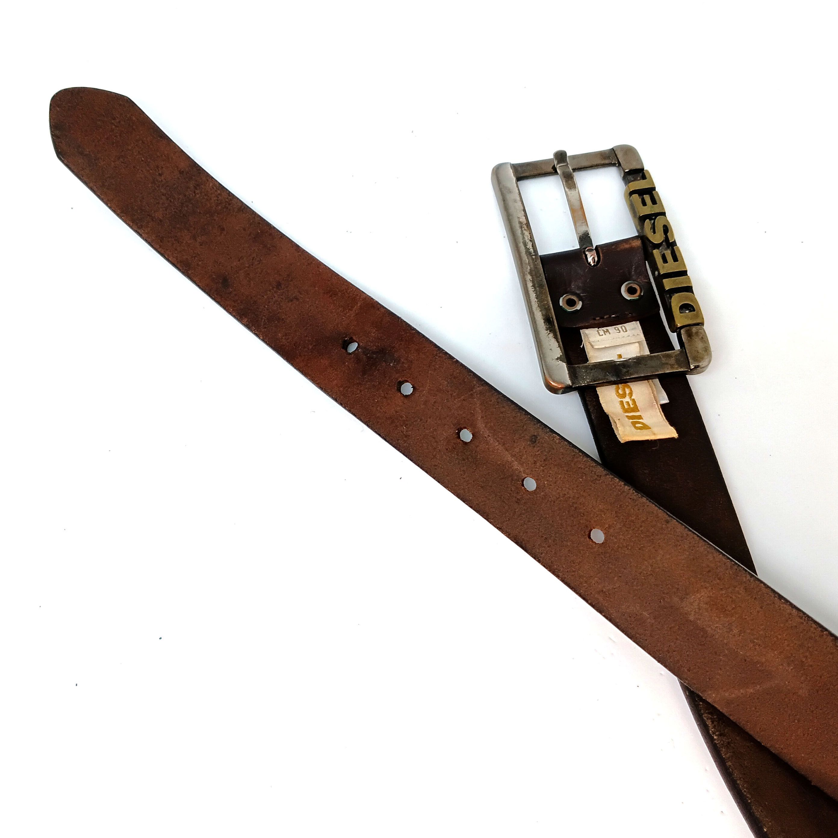 Diesel Diesel Brown Leather Belt with Large Buckle Size 36 - 11 Thumbnail