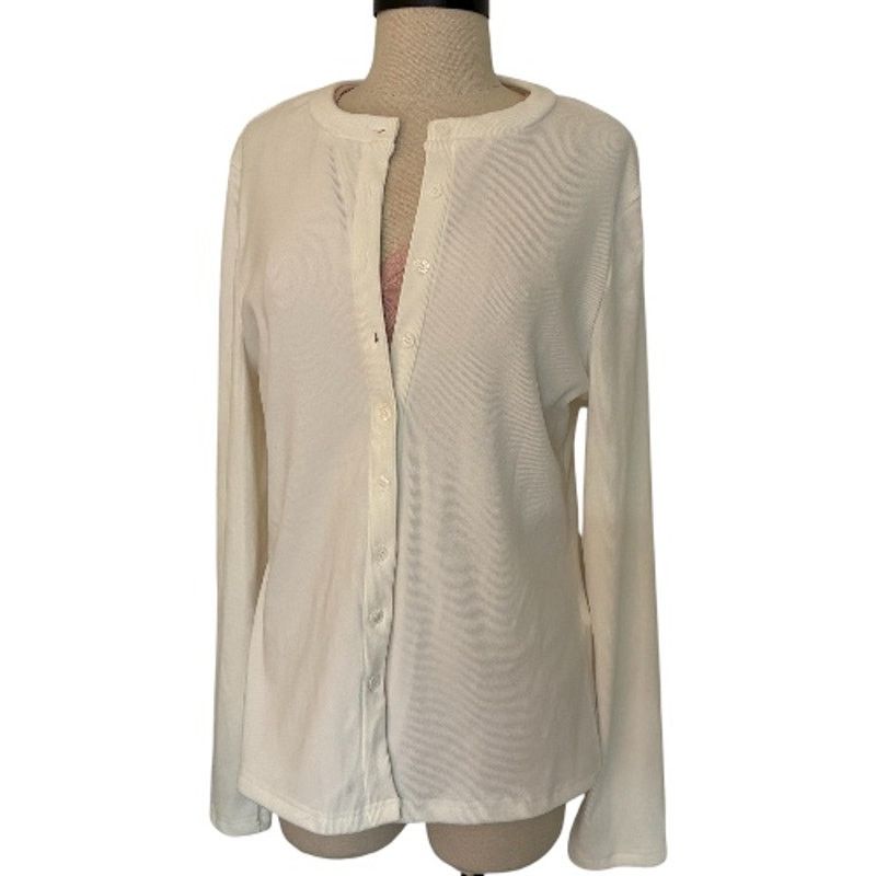 Other Soft Ivory ribbed womens cardigan New lightweight sweater Size XL / US 12-14 / IT 48-50 - 1 Thumbnail