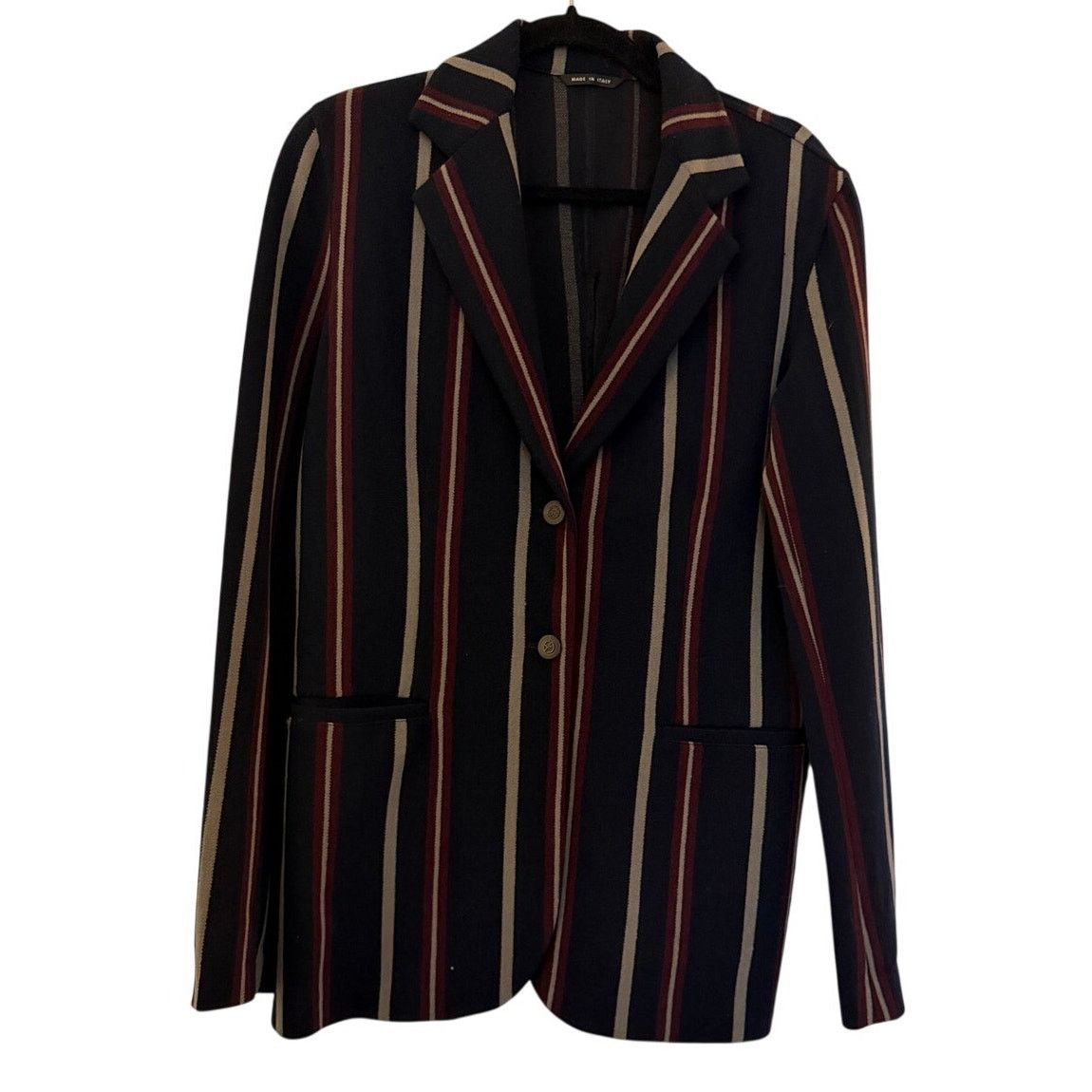 Giorgio Armani Giorgio Armani Multicolor Striped Wool Jacket Size L / US 10 / IT 46 - 1 Thumbnail