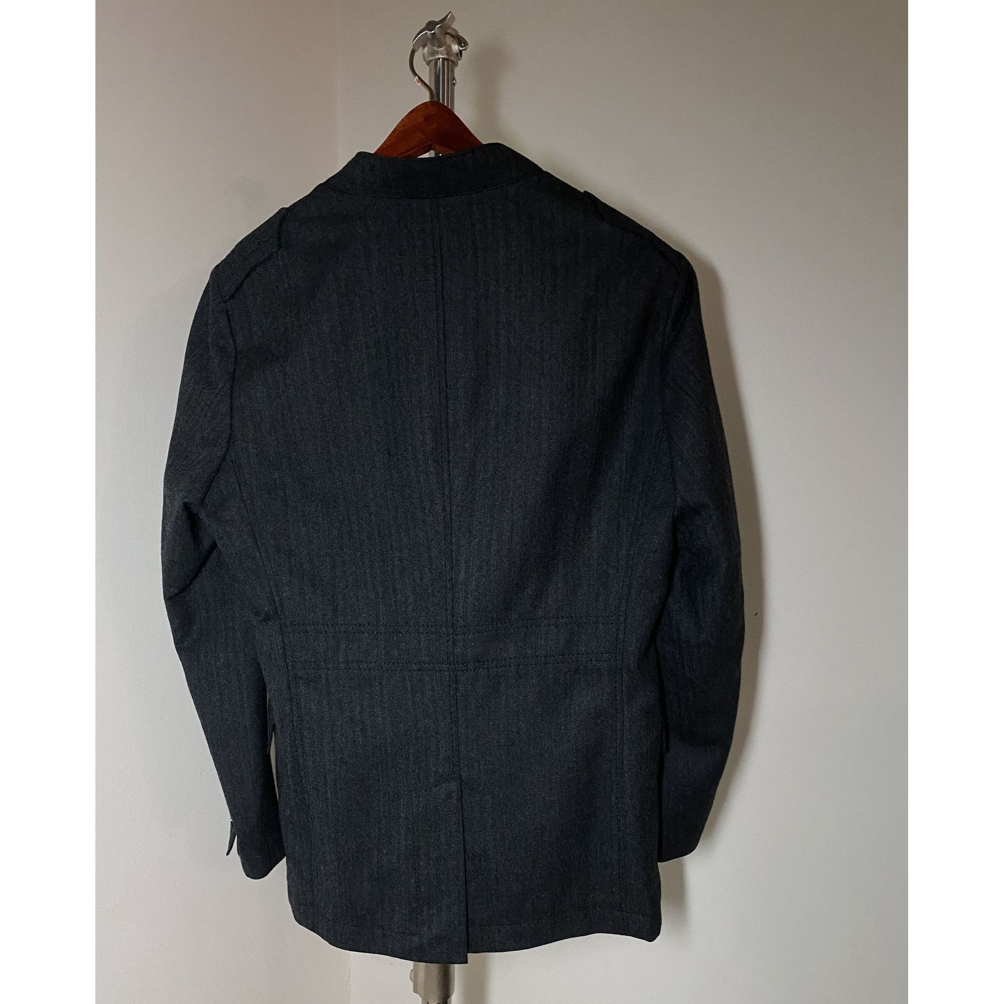 Hugo Boss Hugo Boss $450 Mens Herringbone Charcoal Gray Wool Military Size 38R - 5 Thumbnail