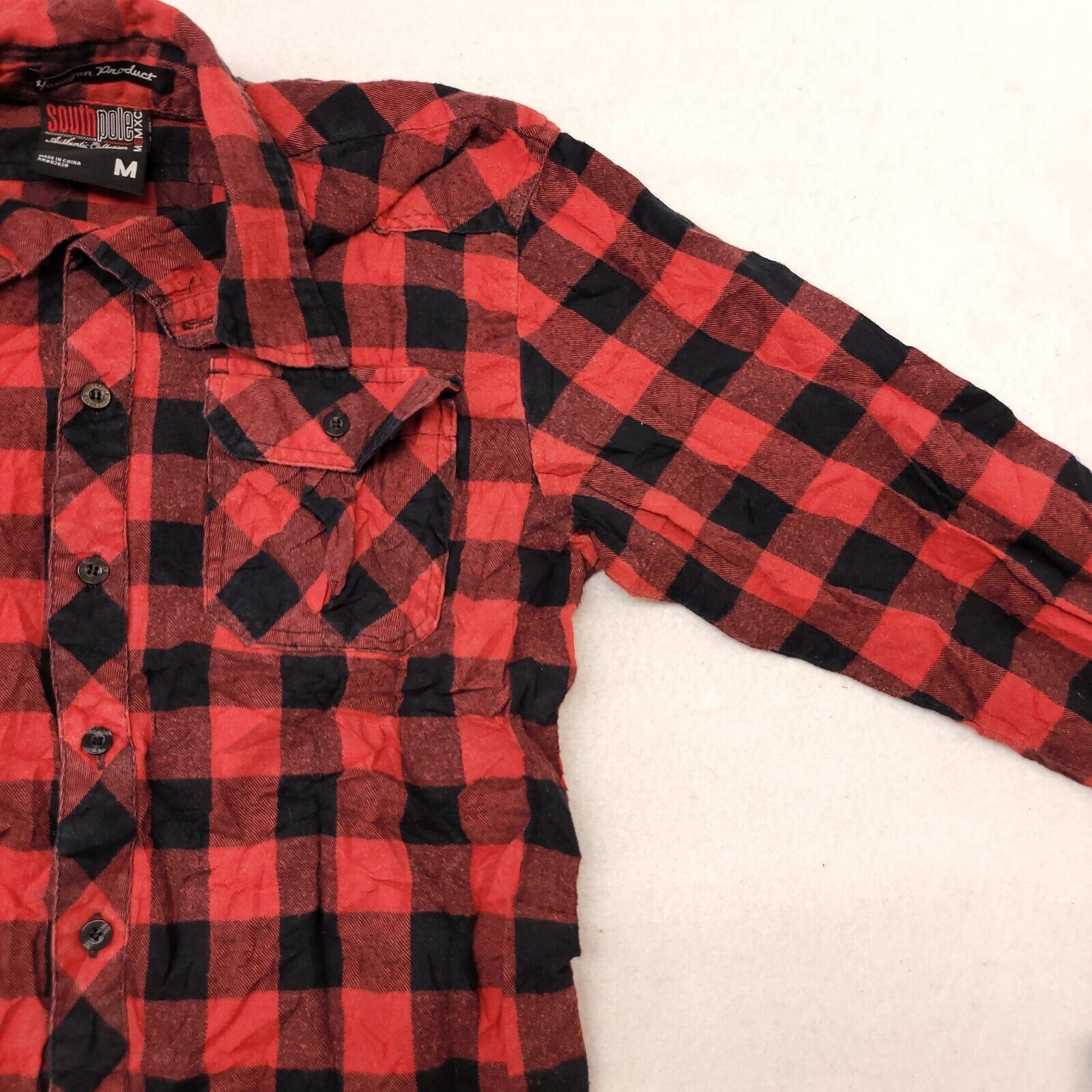 Southpole SouthPole Buffalo Check Flannel Shirt Mens Size Medium M Red Size US M / EU 48-50 / 2 - 5 Thumbnail