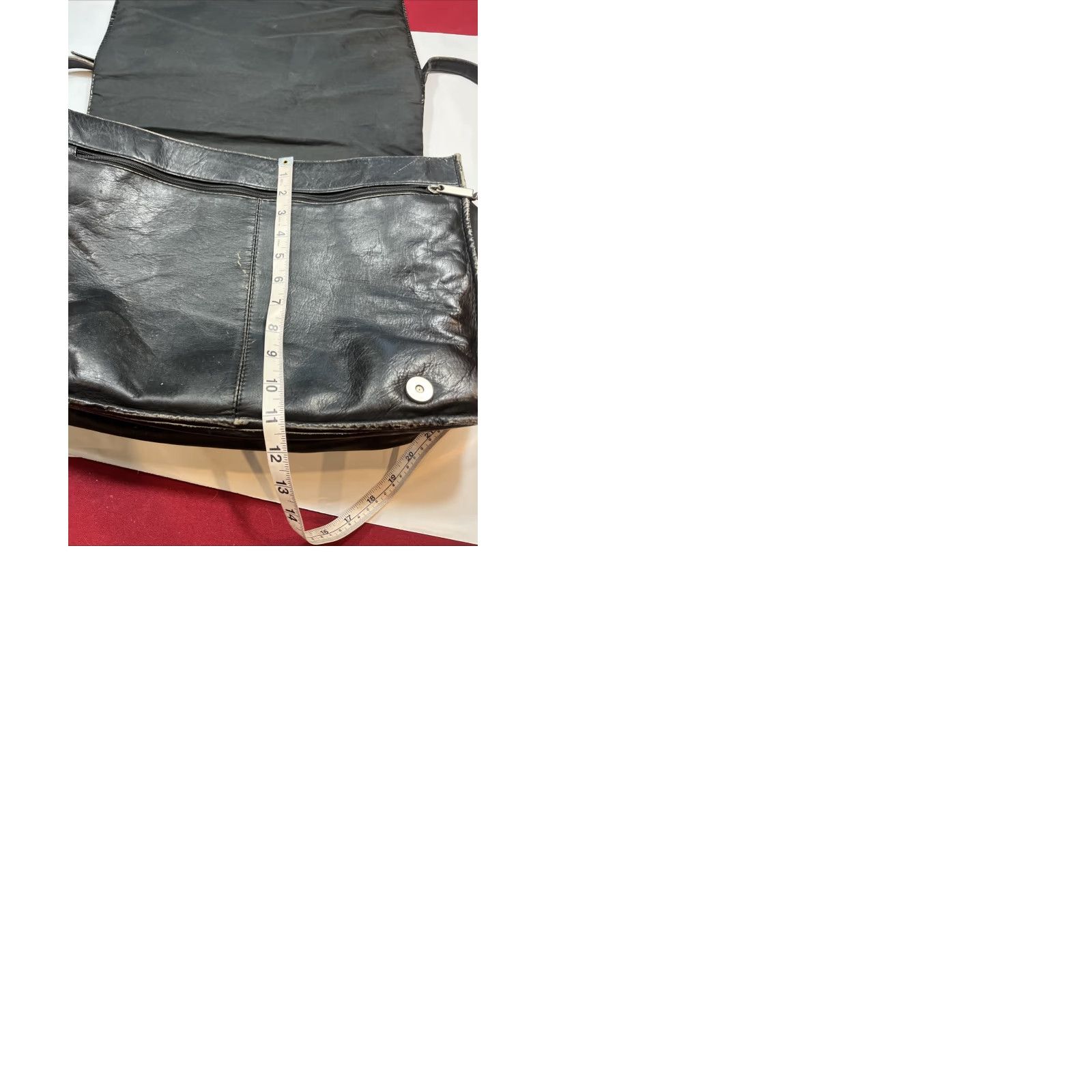 Vintage VINTAGE Wilson Leather BLACK Messenger Bag Distressed Grunge Leather Crossbody 16x11 1990s Women Men Unisex Adults Bag Movie Moto Office School Work Size ONE SIZE - 12 Thumbnail