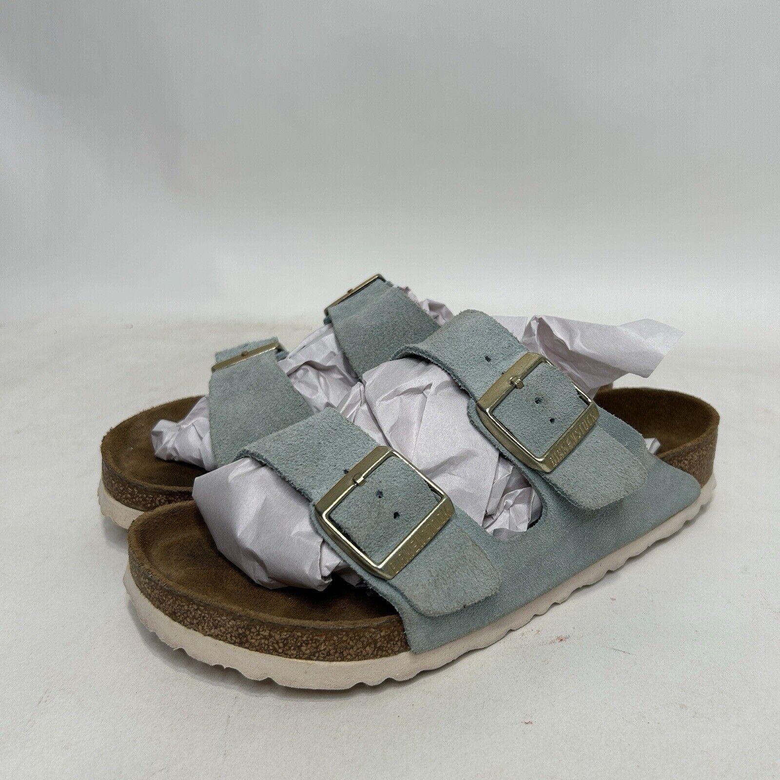 Birkenstock Birkenstock Arizona Soft Footbed Suede Sandals “Light Blue” Size US 7 / IT 37 - 3 Thumbnail