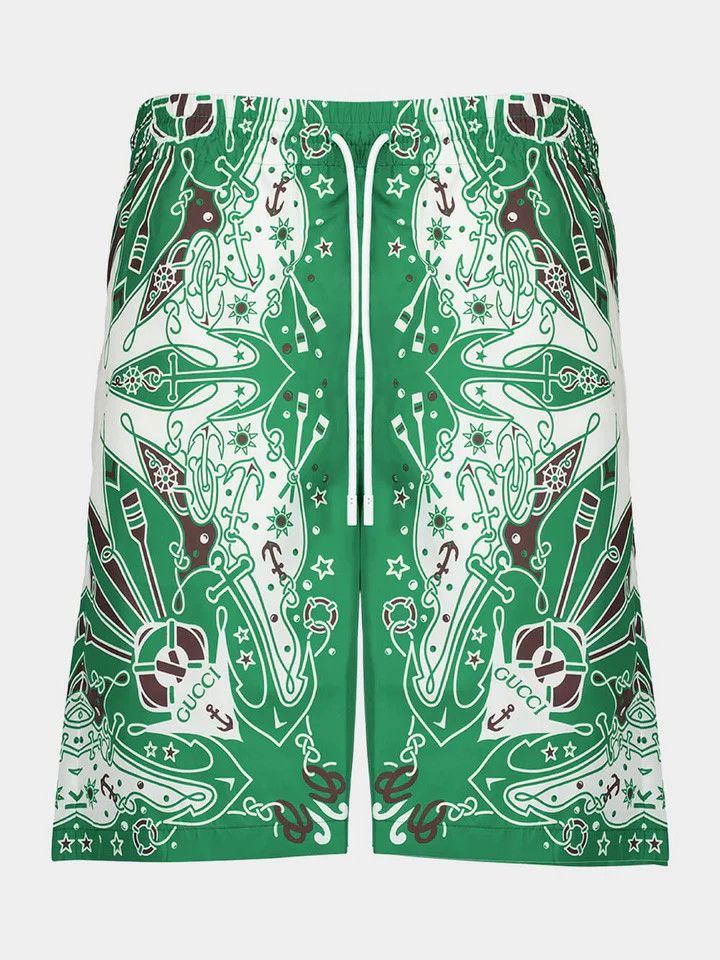 Gucci o1la5ras0426 Swim Short in White/Green Size US 34 / EU 50 - 1 Thumbnail