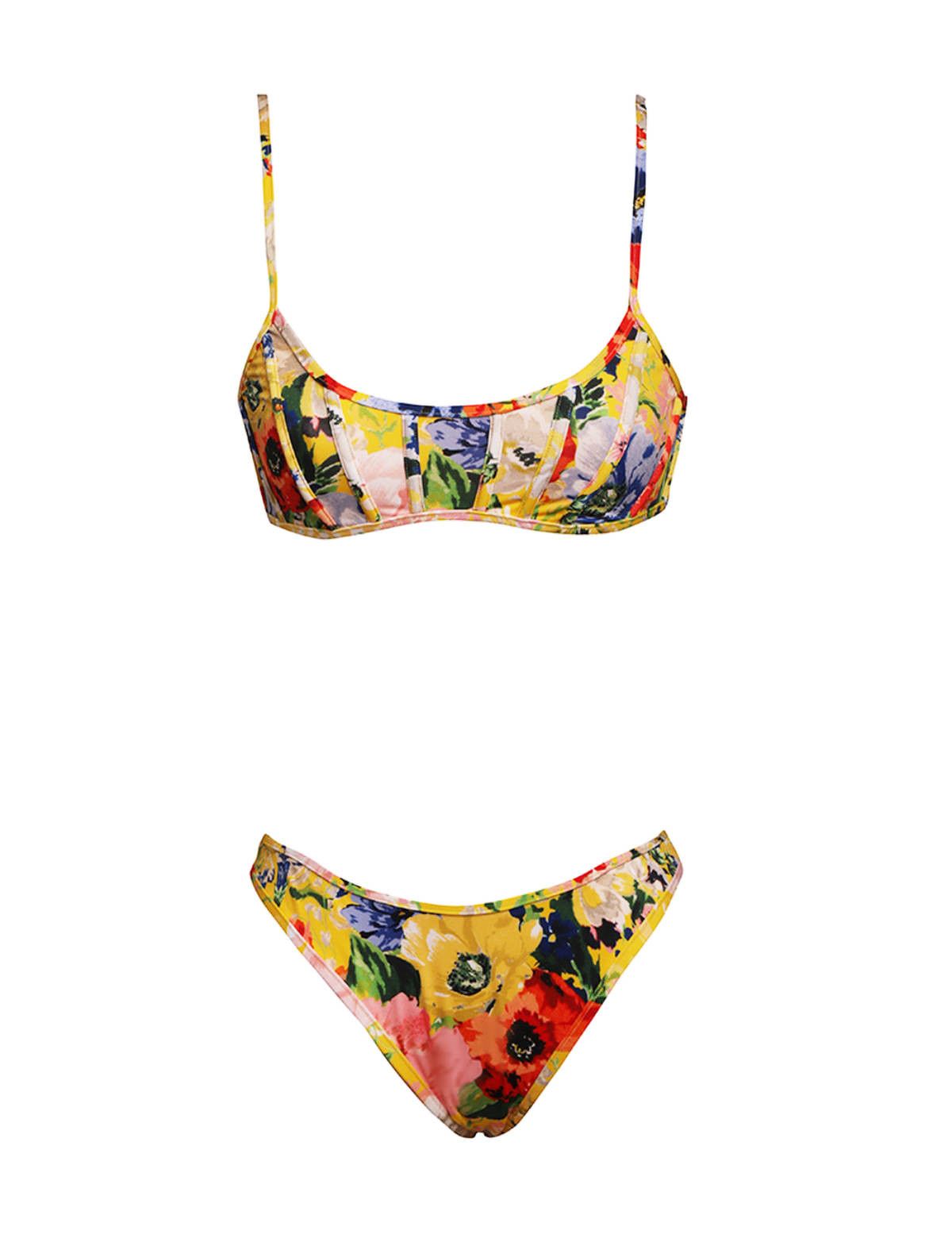 oc11z0725 Alight Floral Corset Bikini Set in Multicolor