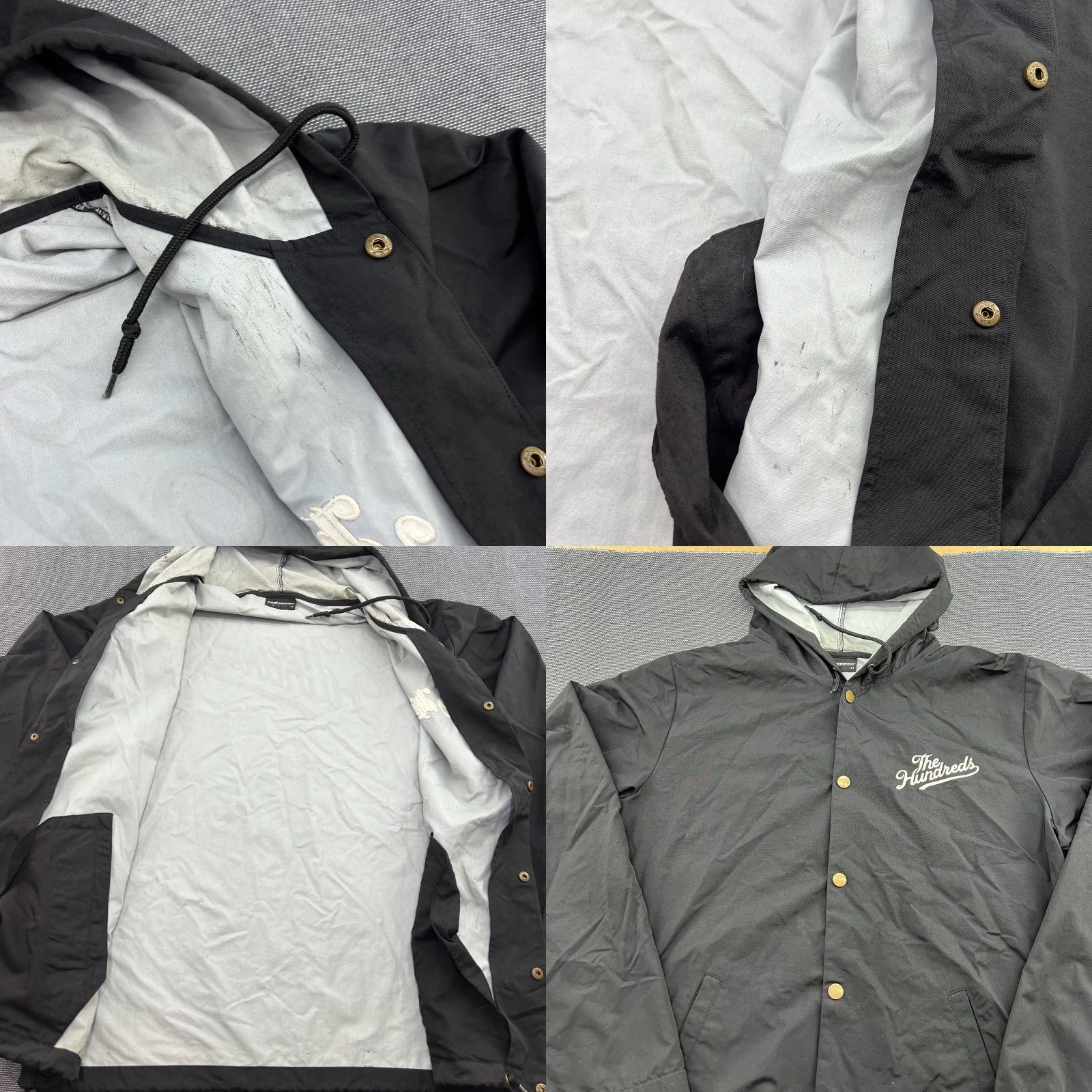 The Hundreds The Hundreds Jacket Mens XL Black Forever Slant Hooded Rain Coat Snap Front Size US XL / EU 56 / 4 - 8 Thumbnail