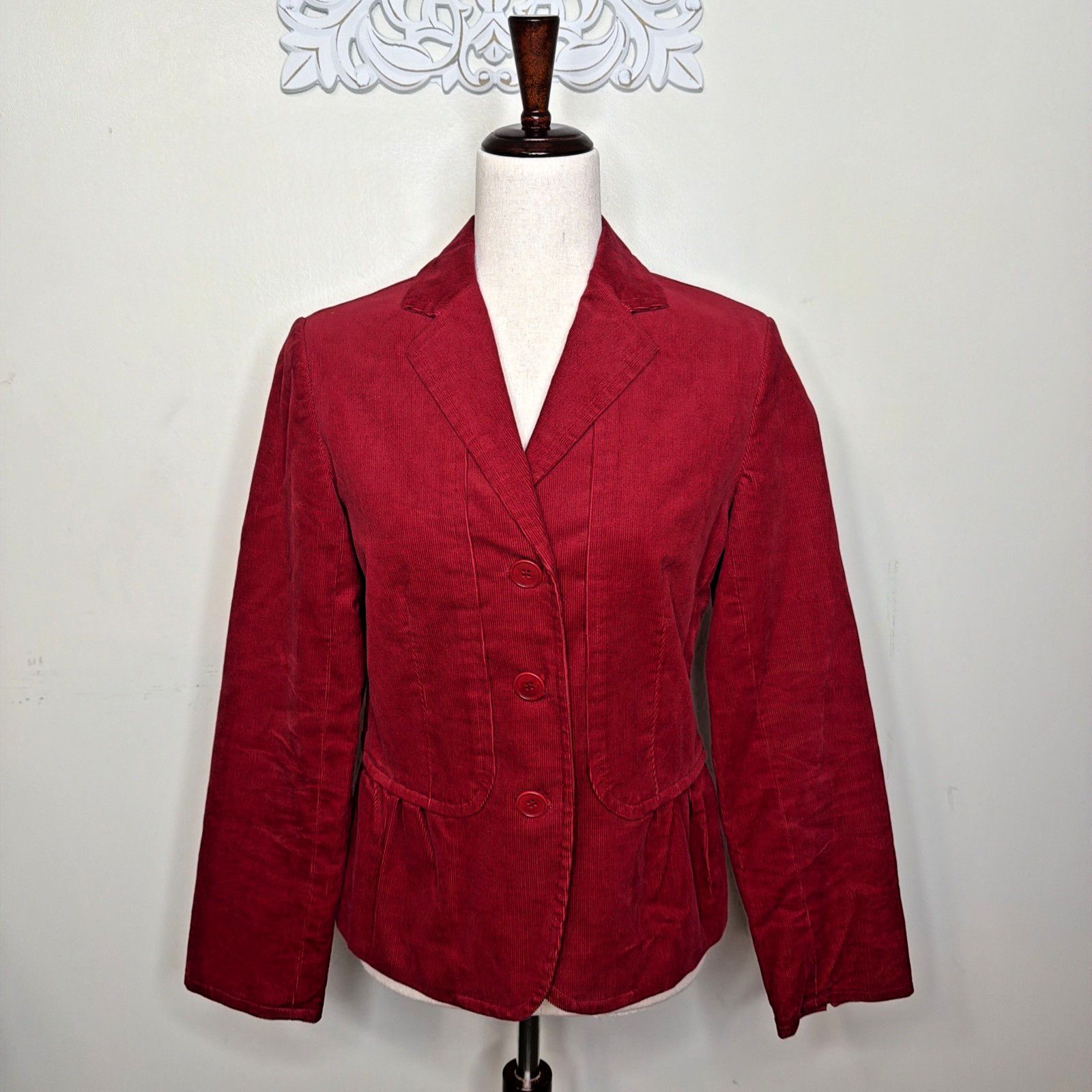 Talbots Talbots Women's 6 Corduroy Jacket Lined Stretch Deep RED Size M / US 6-8 / IT 42-44 - 1 Thumbnail