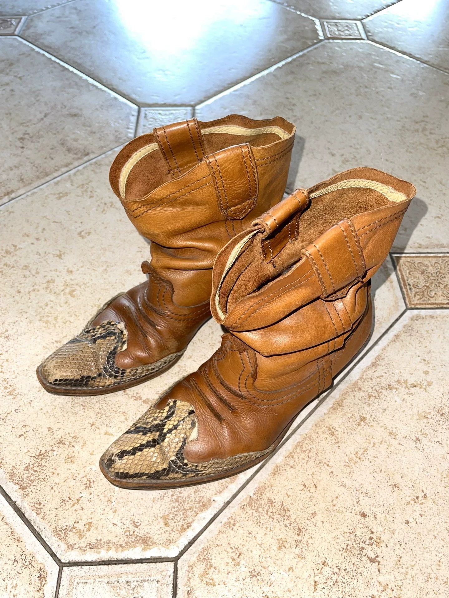 Junya Watanabe Junya Watanabe Vintage Leather Snakeskin Paneled Ankle Boots Size US 6.5 / IT 36.5 - 1 Thumbnail