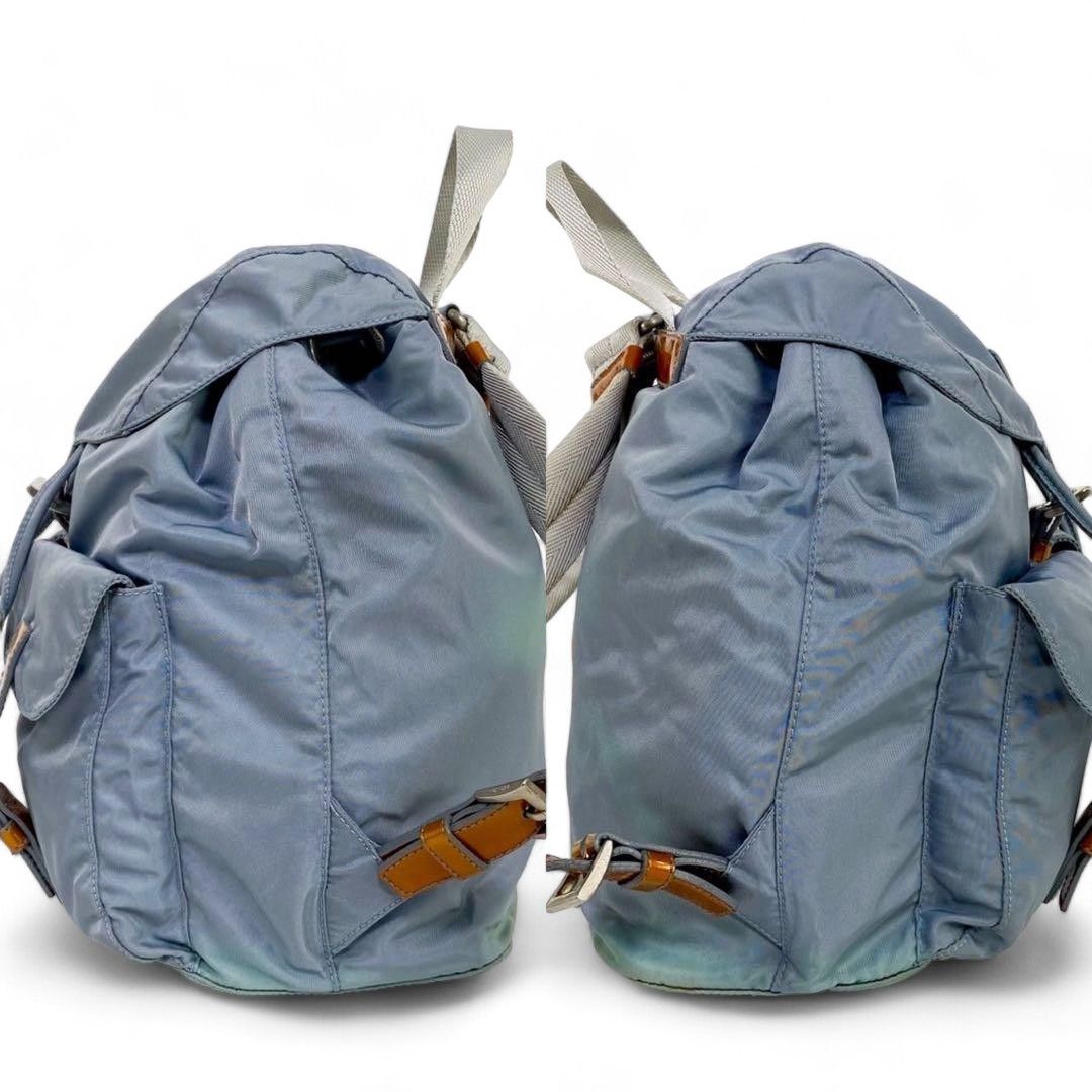 Prada Prada - Light Blue Nylon Leather Backpack Rucksack Size ONE SIZE - 4 Thumbnail