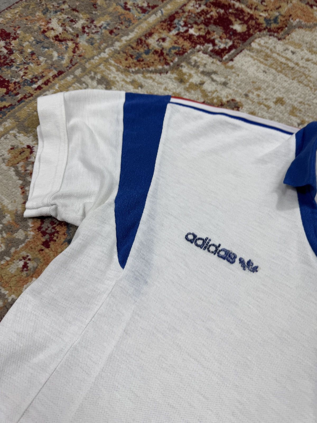 Adidas ᶠᵃⁿᶜʸᵍᵘʸ 1980s Adidas French Tee T-shirt Vintage Balenciaga Size US M / EU 48-50 / 2 - 2 Thumbnail