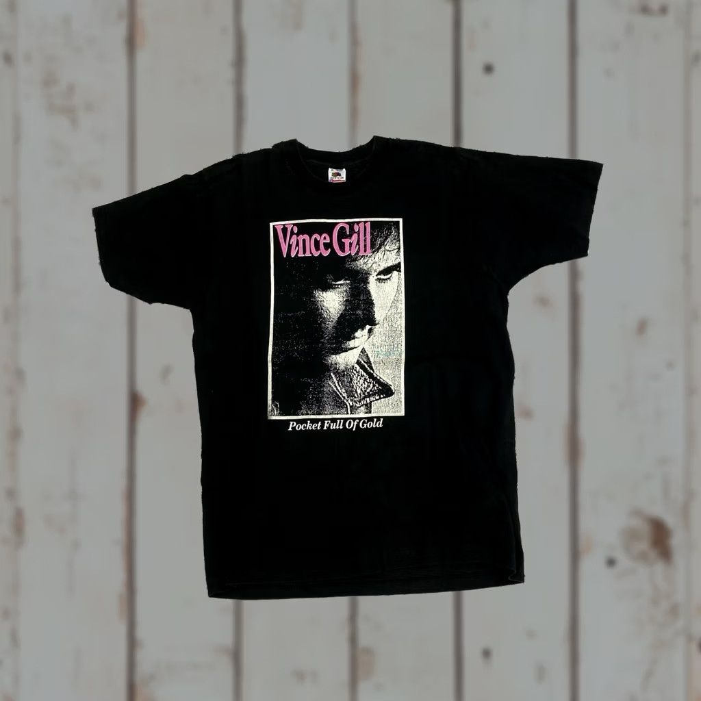 Fruit Of The Loom VINTAGE Vince Gill Tour T-Shirt XL Black 90s Country Music Faded USA Fruit of the Loom Mens Size US XL / EU 56 / 4 - 1 Thumbnail