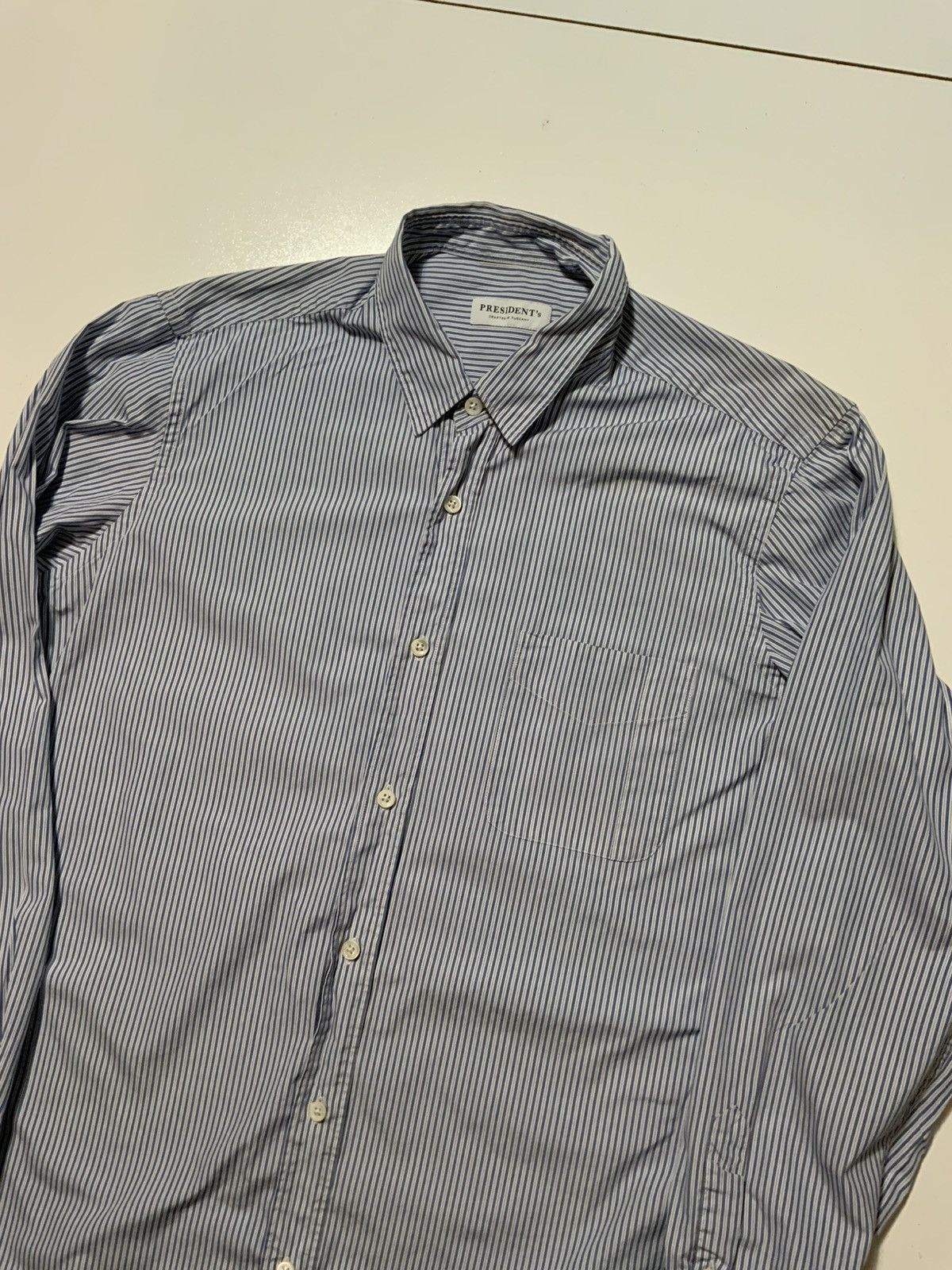 President's $349 Presidents P’s Giza Cotton Popeline Stick Striped Shirt Size US L / EU 52-54 / 3 - 3 Thumbnail
