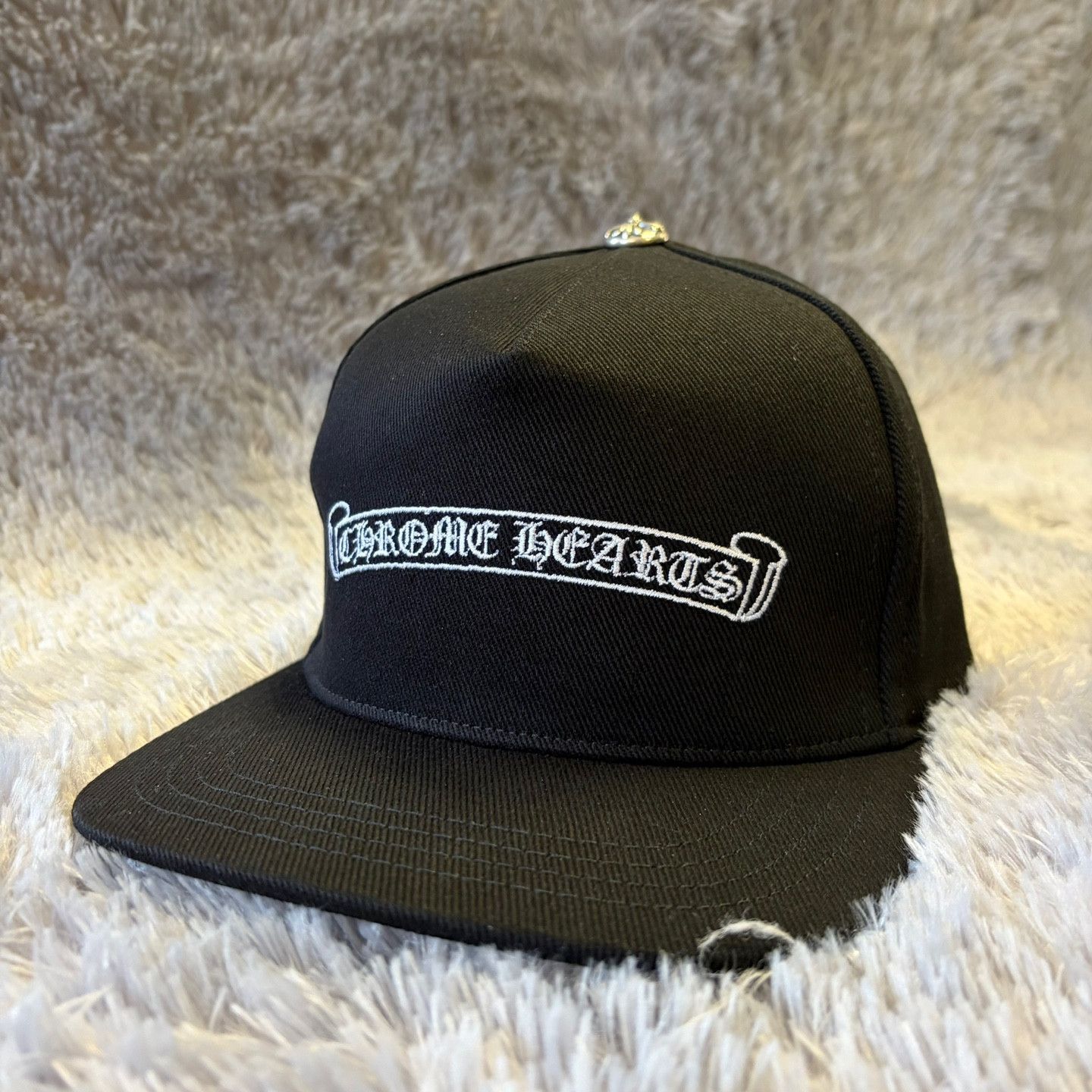 Chrome Hearts Scroll Logo Denim Baseball Cap Black Size ONE SIZE - 1 Thumbnail