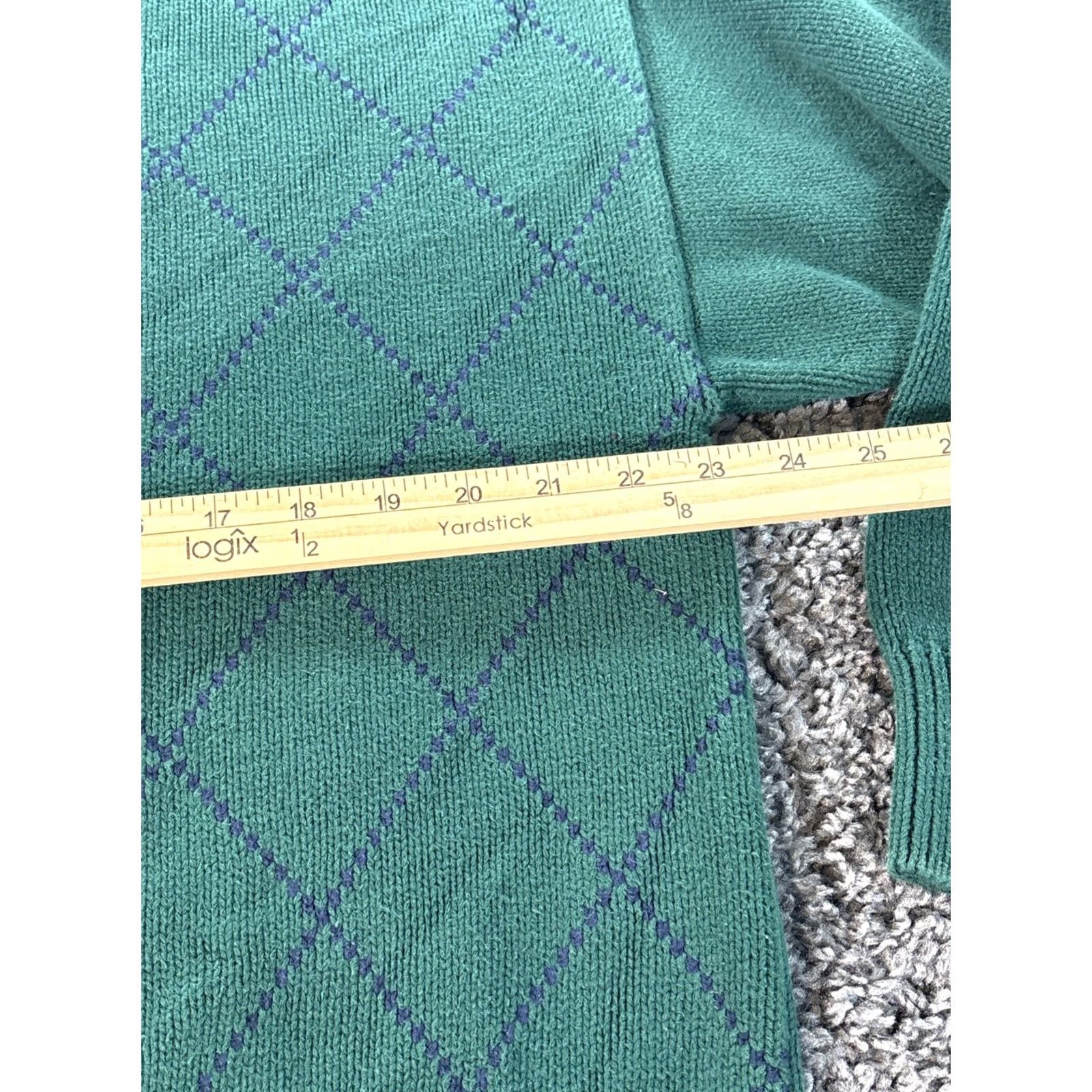 Vintage VINTAGE John Ashford Golf Sweater Mens Large Green Embroidered Argyle Knit 90s Size US L / EU 52-54 / 3 - 3 Thumbnail