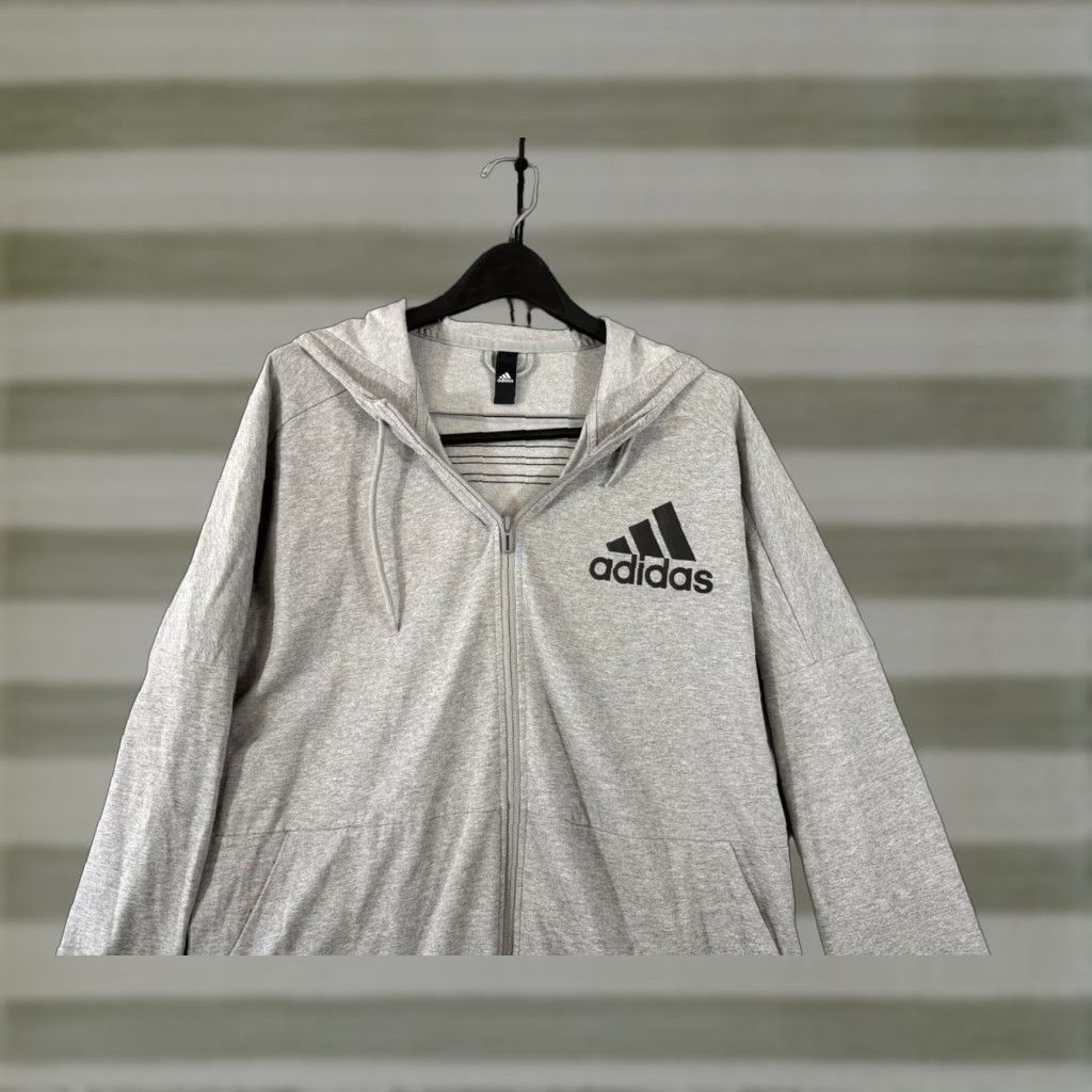 Adidas Adidas Hoodie Mens L Heather Gray Full Zip Raglan Sleeve Outdoor Performance Pockets Size US L / EU 52-54 / 3 - 1 Thumbnail