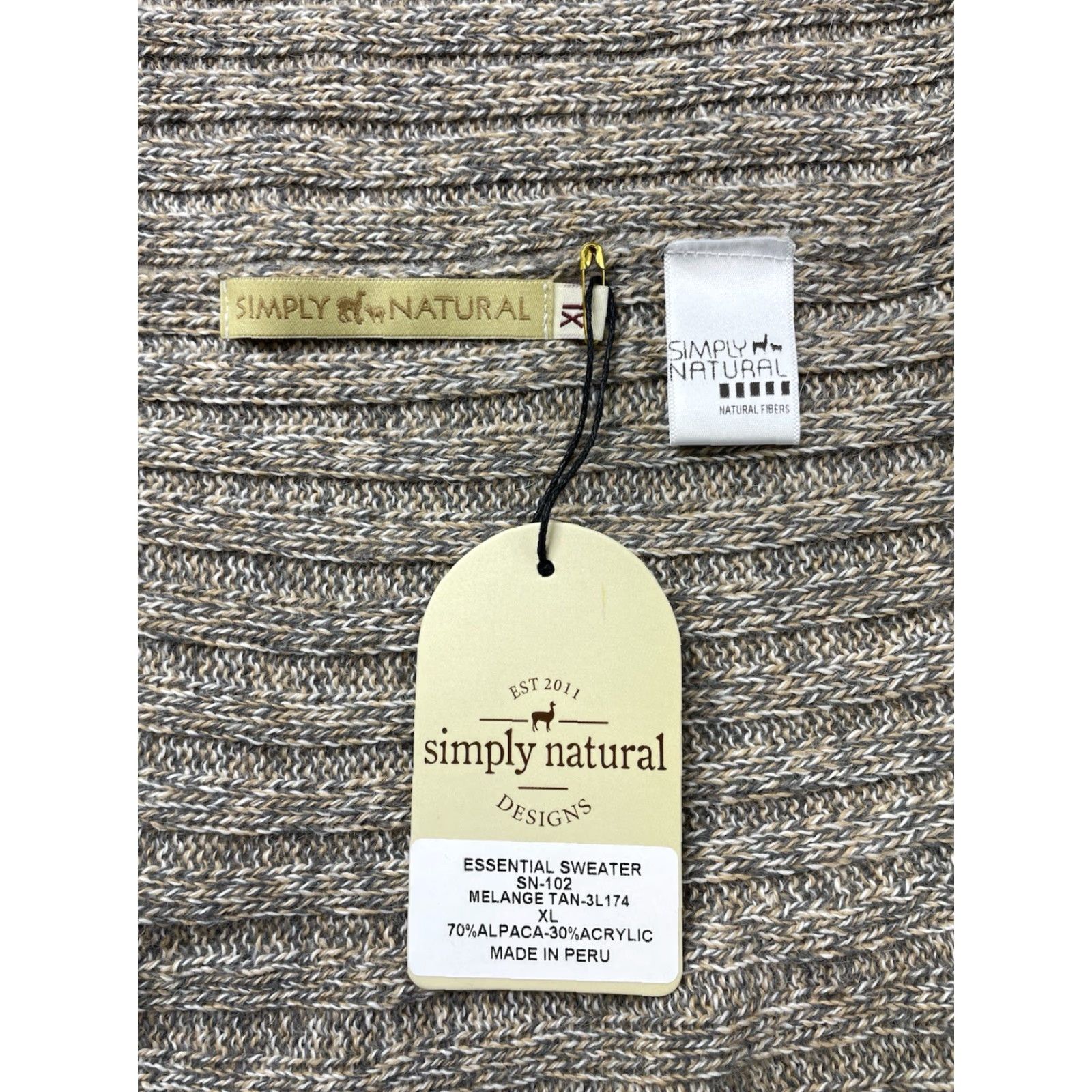 Vintage NWT Simply Naturals Cardigan Woman Bohemian Cozy Open Front Beige One Size Regular Be ige Alpaca Acrylic Knit Sweater Pockets Long Sleeve Size ONE SIZE - 2 Thumbnail