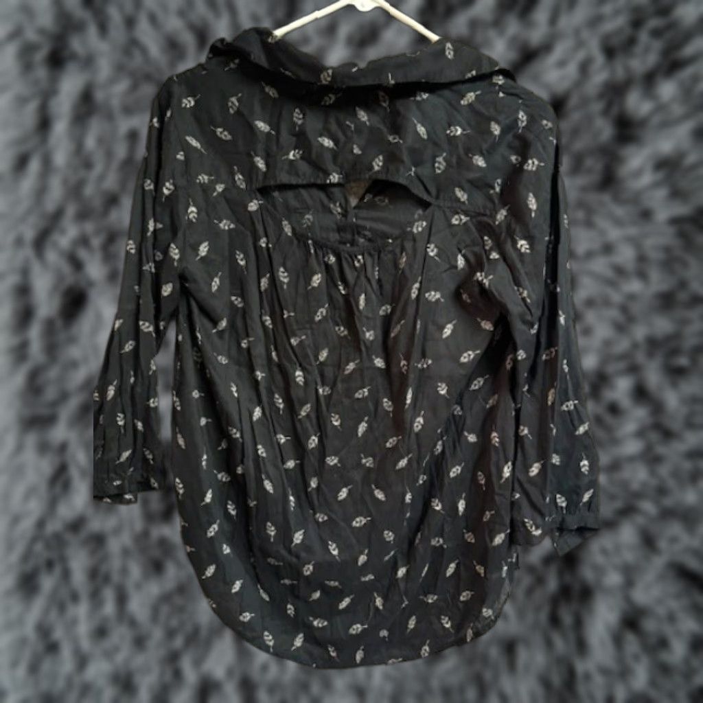 American Eagle Outfitters VINTAGE American Eagle Outfitters Top Womens M Leaf Print Fairy Grunge Whimsigoth Y2K Shirt Size M / US 6-8 / IT 42-44 - 1 Thumbnail