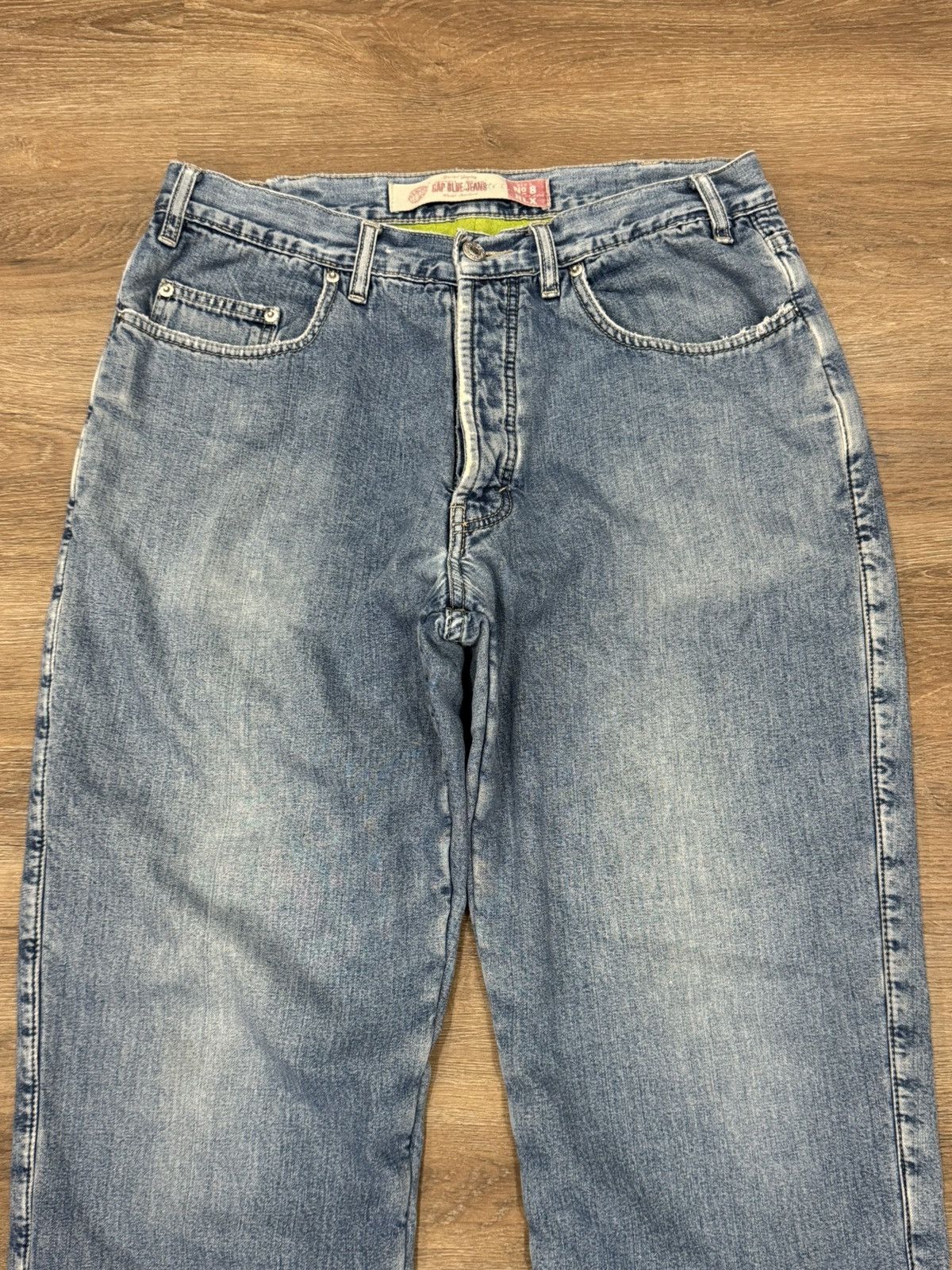 Gap Vintage 90s Gap Blue Jeans Fleece Lined Neon Green No 8 RLX Size US 33 - 3 Thumbnail
