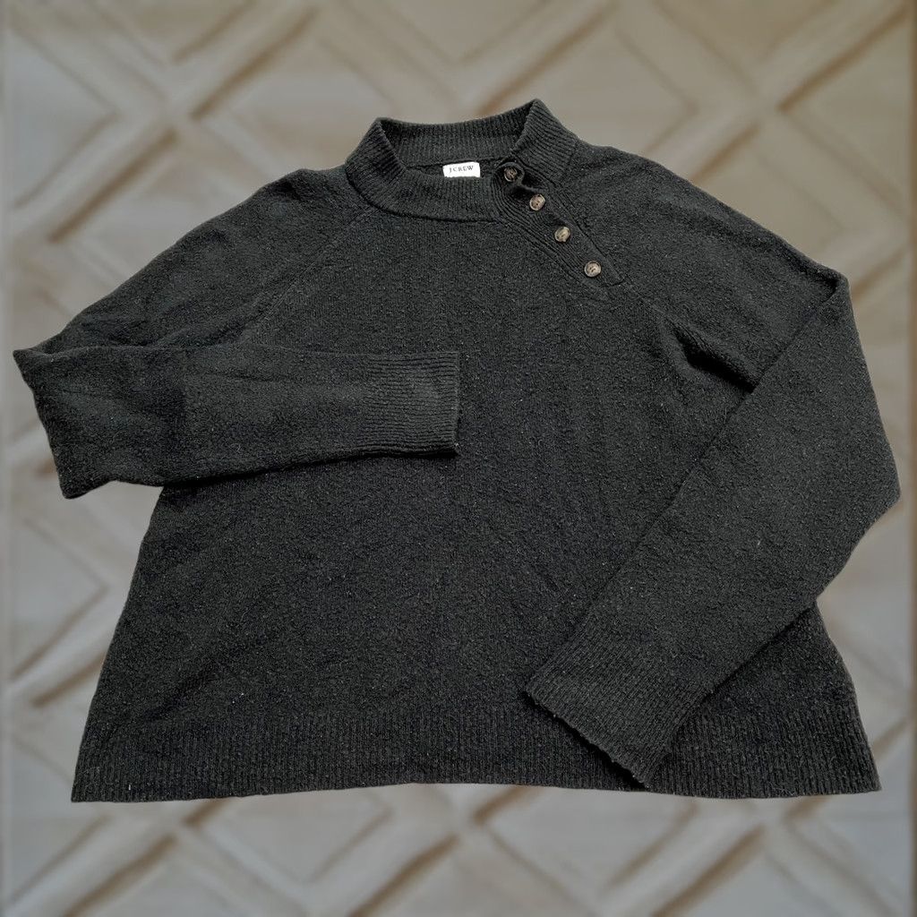 J.Crew J.Crew Wool Blend Pullover Sweater Womens Large Black Buttons Knit Casual Work Size L / US 10 / IT 46 - 1 Thumbnail