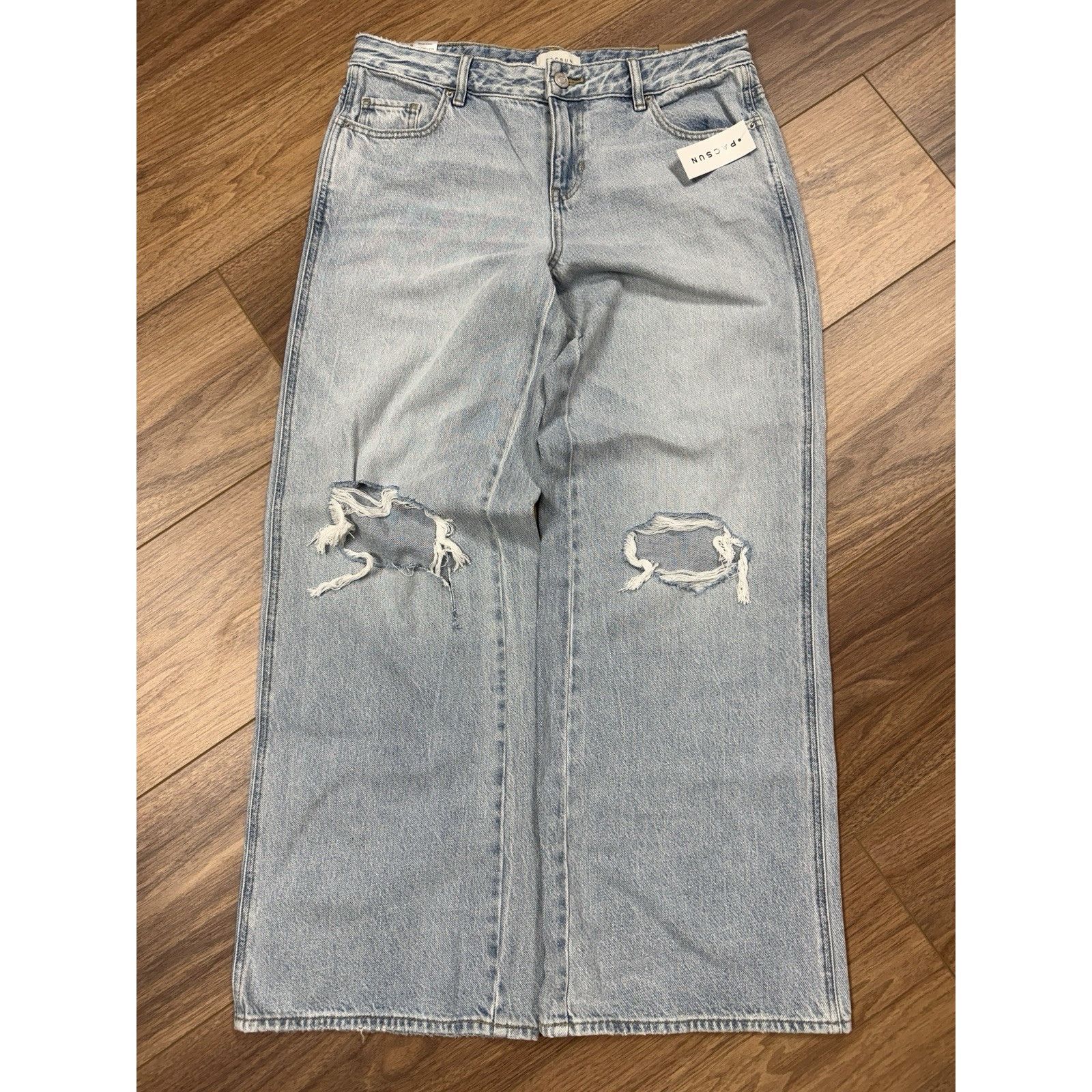 Pacsun PacSun Ripped Baggy Wide Leg Jeans Shiloh Light Blue Wash Si Size US 28 / EU 44 - 1 Thumbnail