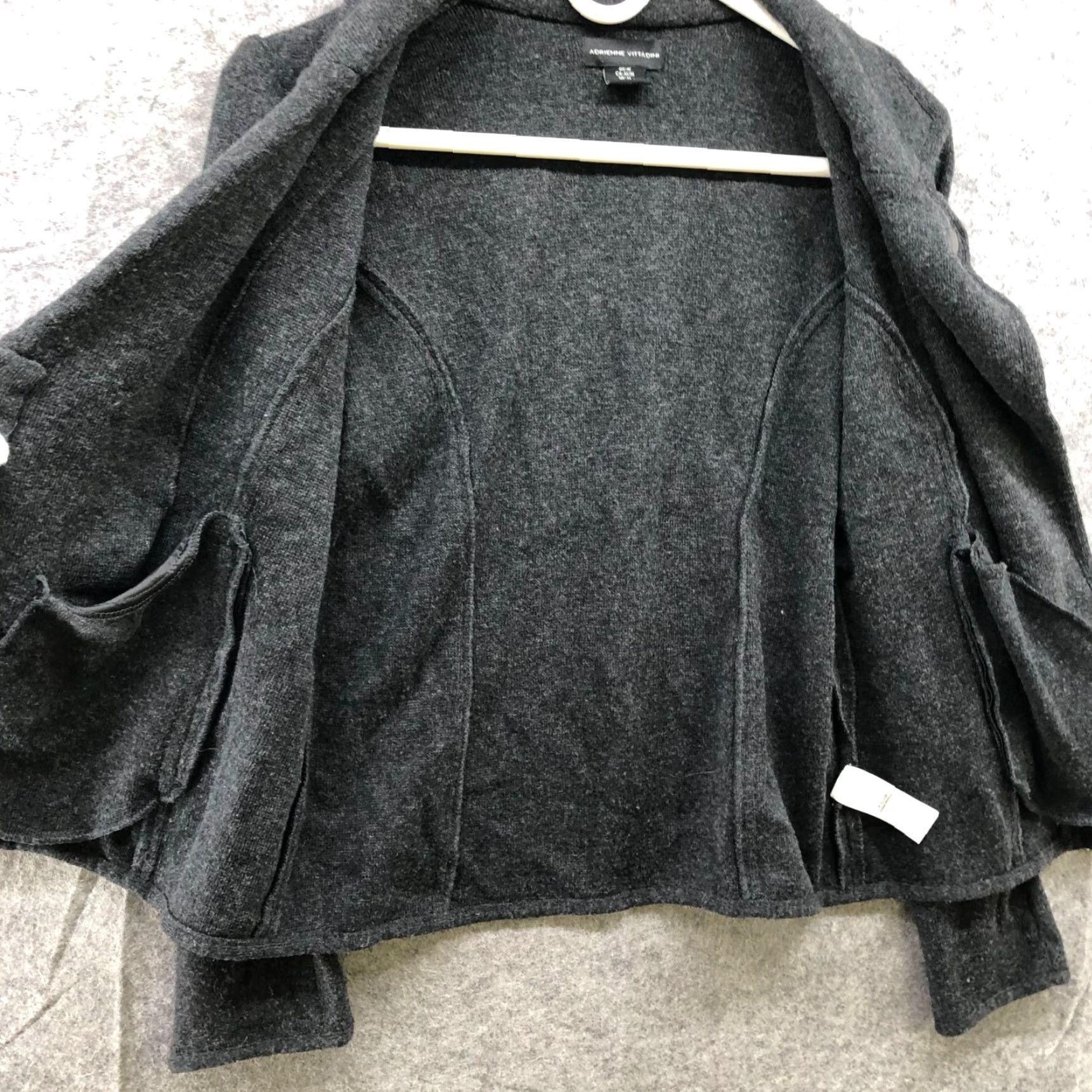 Vintage Adrienne Vittadini Knit Moto Jacket Womens M Gray Merino Wool Blend Sweater Jacket Size M / US 6-8 / IT 42-44 - 7 Thumbnail