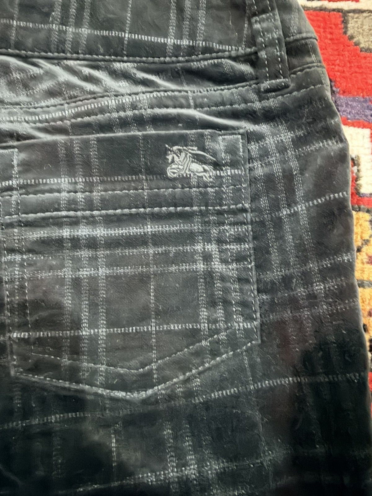 Burberry 🔥FLARE🔥Burberry London Flare Shadow Check Velveteen Trousers Size 29" - 3 Thumbnail