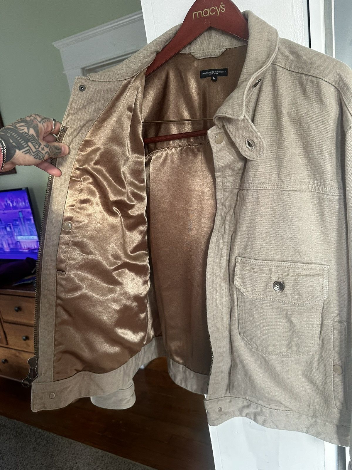 Engineered Garments Engineered Garments Men's Trucker Jacket Large beige denim Size US L / EU 52-54 / 3 - 4 Thumbnail