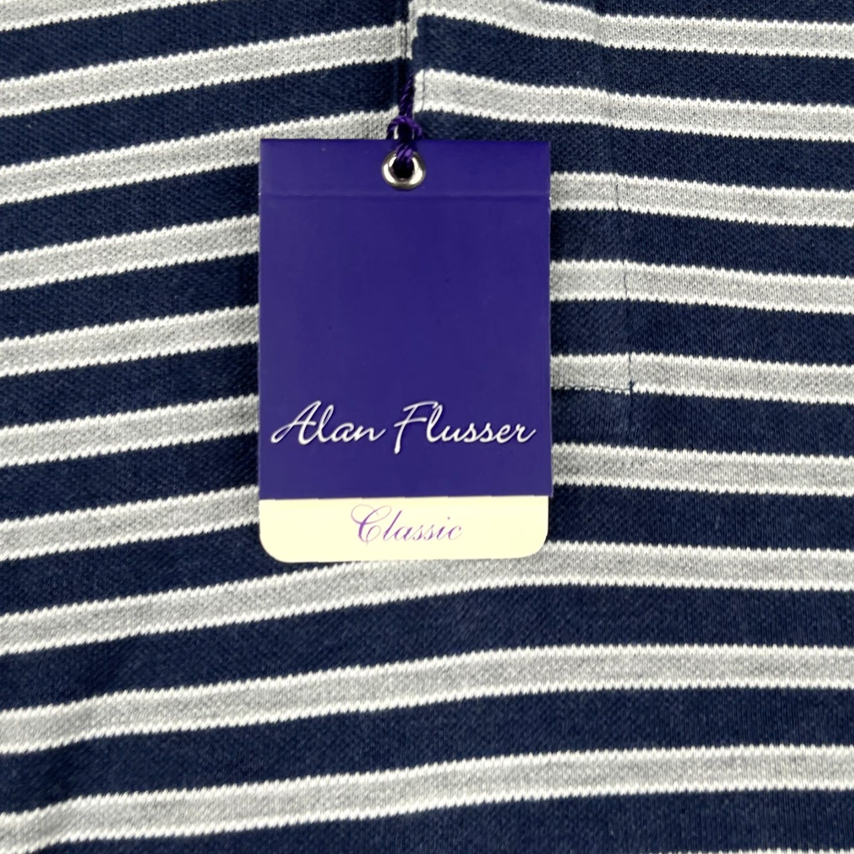 Vintage Alan Flusser Polo Shirt XL Navy Blue White Striped Preppy Mens New NWT Size US XL / EU 56 / 4 - 3 Thumbnail