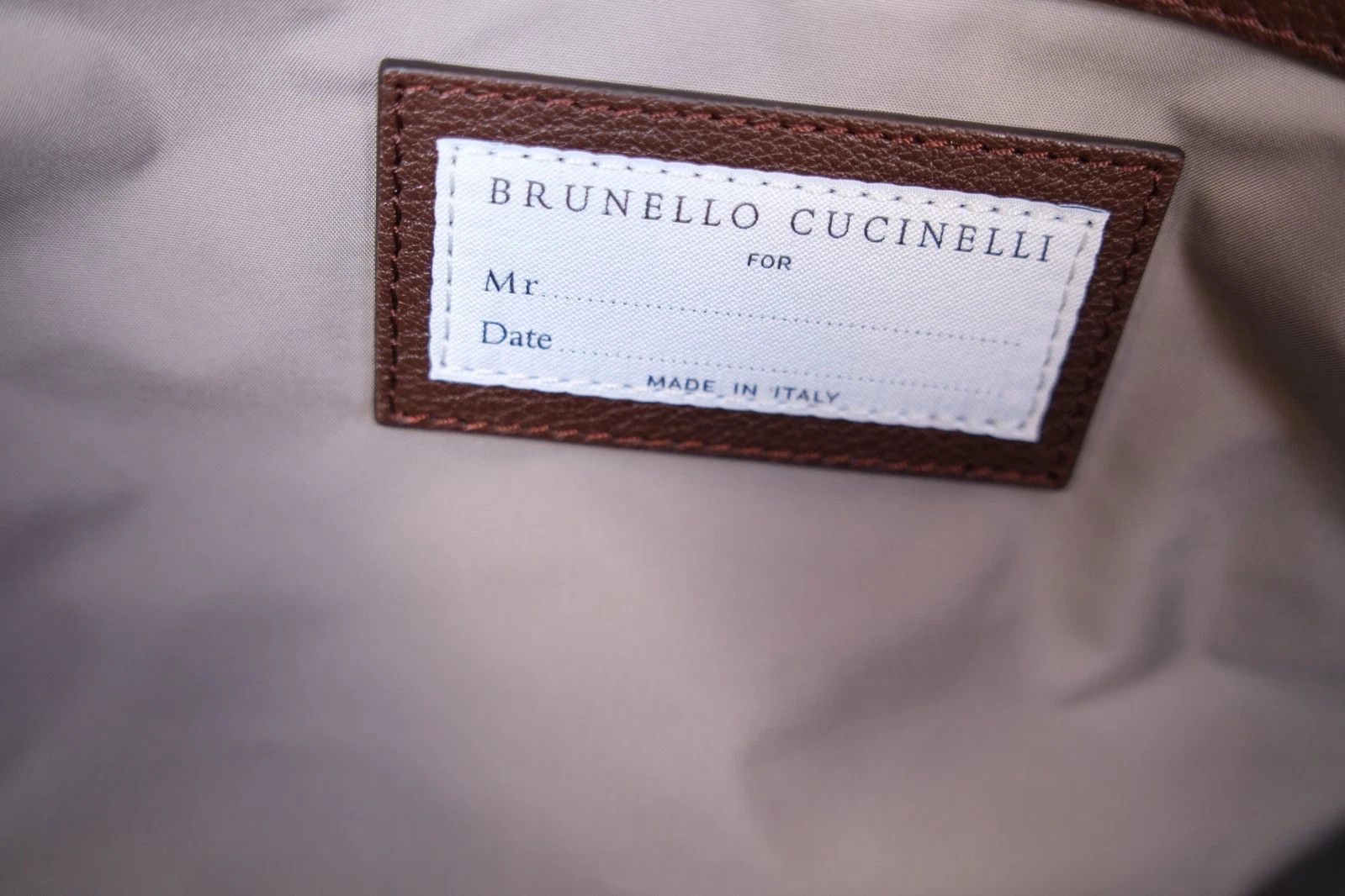 Brunello Cucinelli New Brunello Cucinelli Brown Beige Leather Travel Backpack Size ONE SIZE - 8 Thumbnail