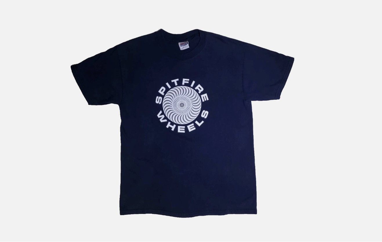 Vintage 90s Vintage Spitfire Wheels Graphic T-Shirt Navy L Size US L / EU 52-54 / 3 - 6 Thumbnail