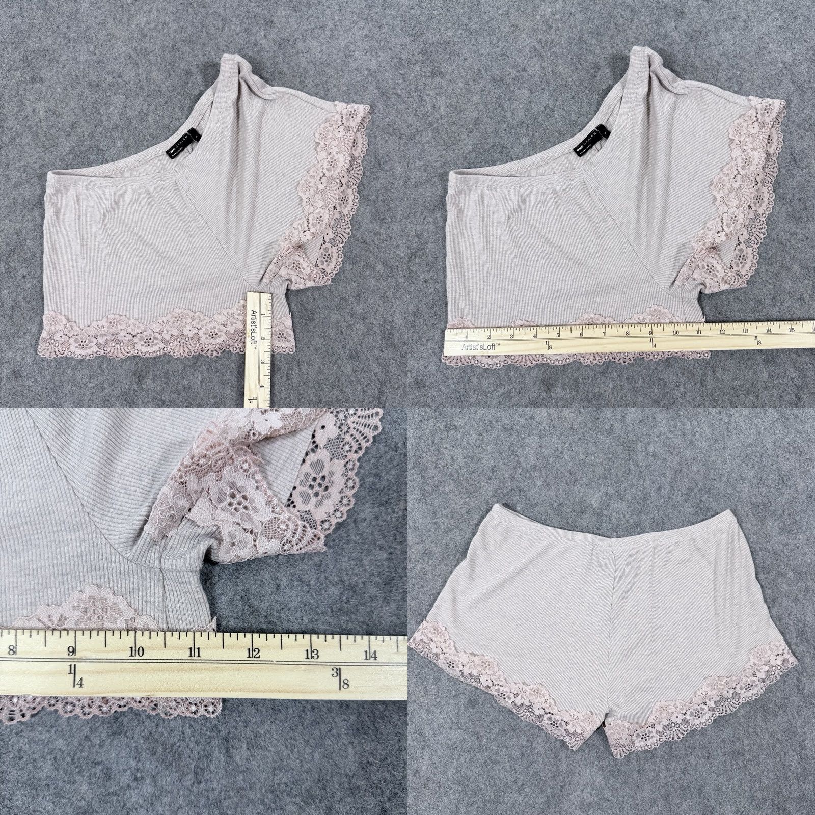 Asos ASOS Design Silk Lace Trim Sleepwear Short Women's Sz Small Pink Size 28" / US 6 / IT 42 - 9 Thumbnail