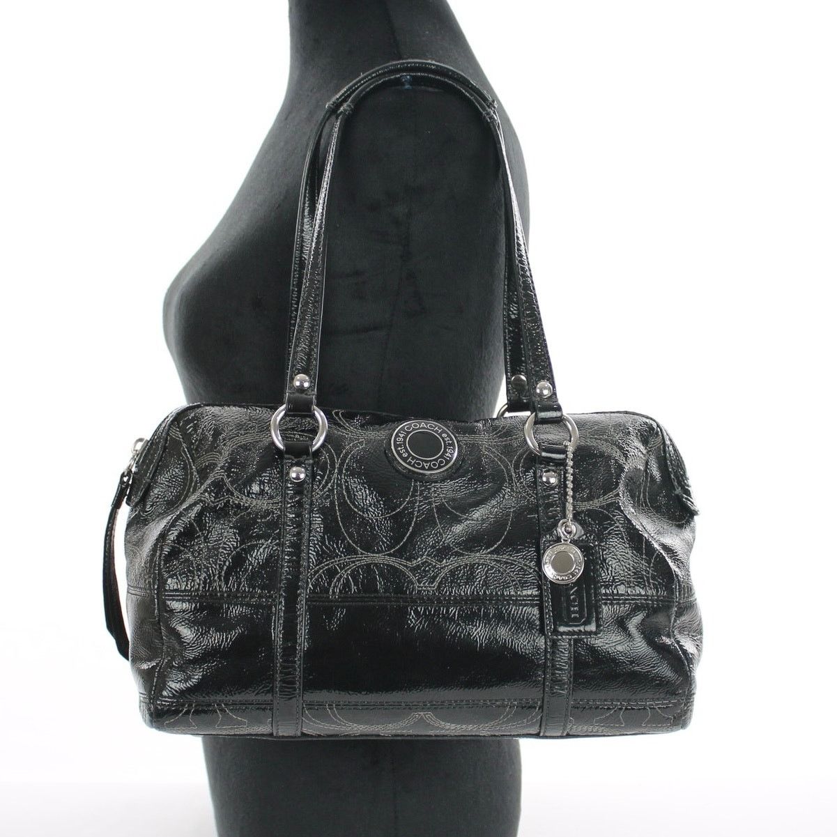 Coach Coach Black Embossed Patent Leather C Stitched Shoulder Bag Size ONE SIZE - 6 Thumbnail