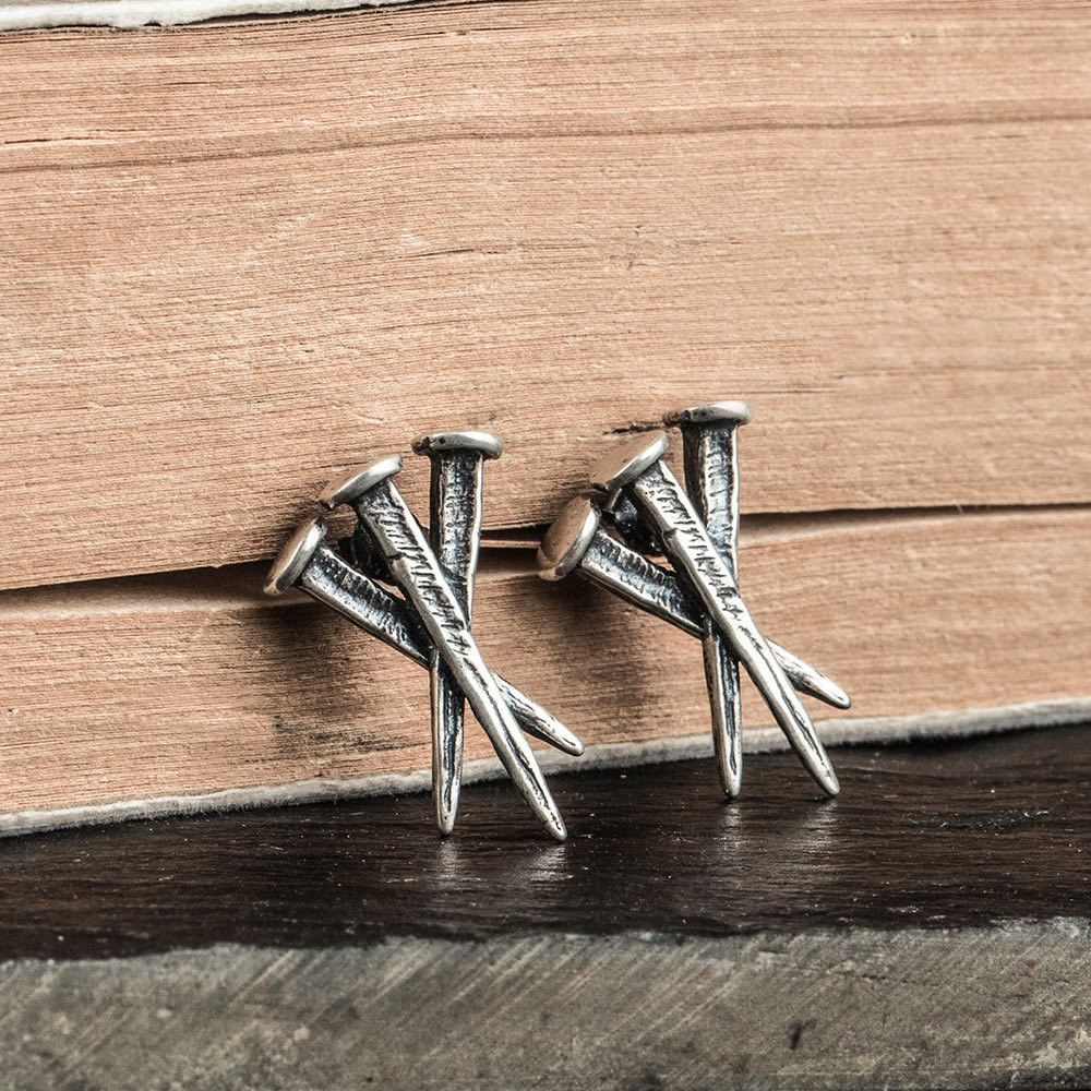 Jewelry Nail Vintage Earrings One Pairs Chrome Jewelry Size ONE SIZE - 1 Thumbnail