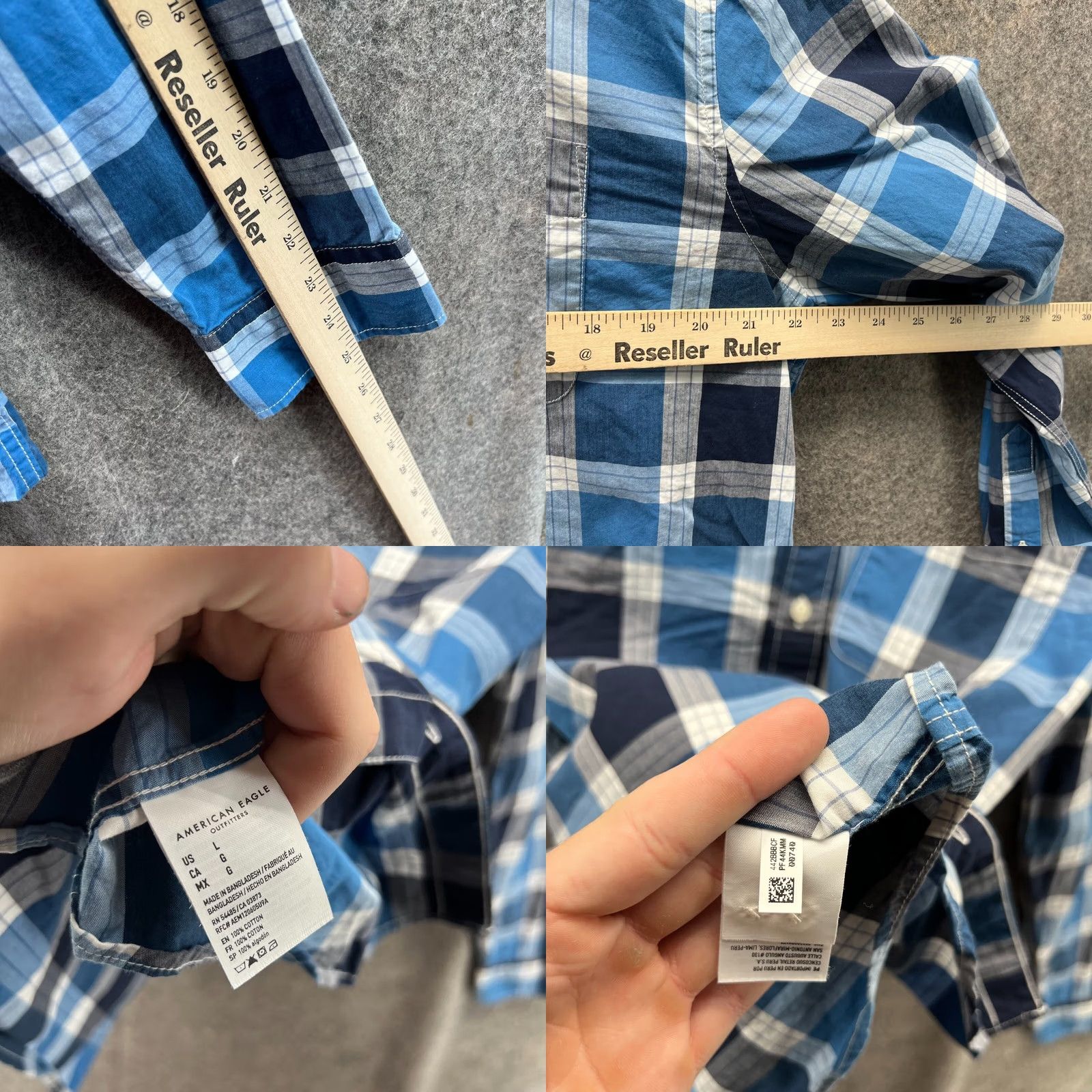 American Eagle Outfitters VINTAGE American Eagle Outfitters Shirt Plaid Button-Up Blue Large Men Size US L / EU 52-54 / 3 - 8 Thumbnail