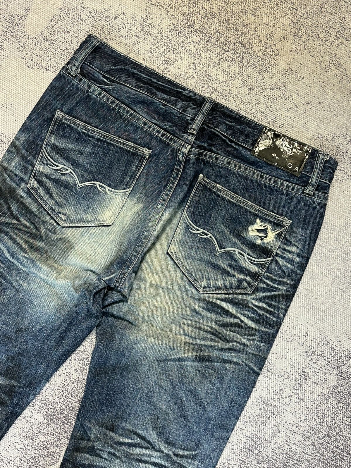 GOSTAR DE FUGA 2000s FUGA Flare Stone Washed Distressed Denim Jeans Size US 31 - 12 Thumbnail