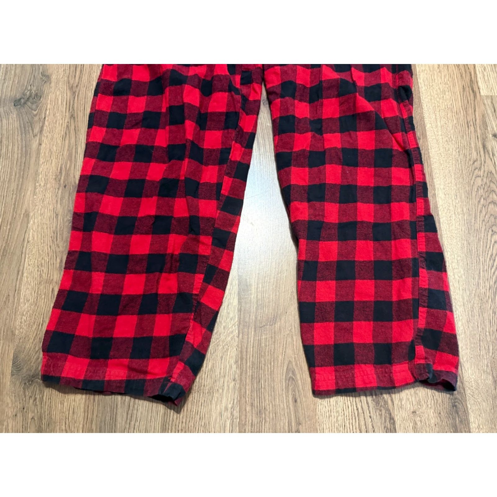 Vintage Lazy One Pants Men's Medium Black Red Checkered Sleepwear Pants Tie Waist Pajama Pants Mens Regular 100% Cotton Size US 31 - 3 Thumbnail