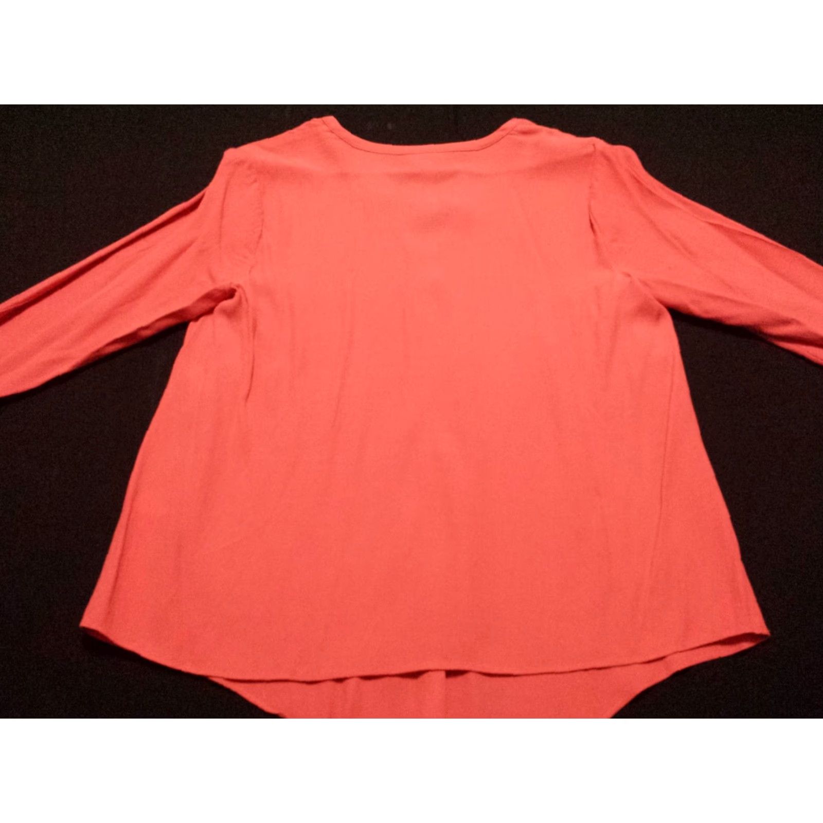 J. Jill J.Jill Womens Shirt PXS Petite Long Sleeve V-Neck Tie Front Solid Orange Rayon Size XS / US 0-2 / IT 36-38 - 7 Thumbnail