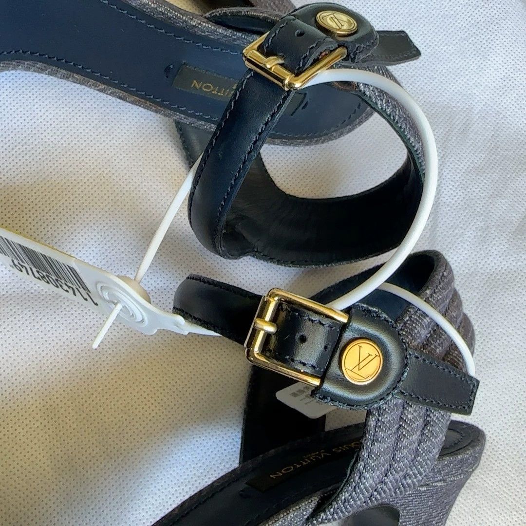 Louis Vuitton LV Women's New Denim Platform Heel Sandal 12.5cm 35 Size US 4.5 / IT 34.5 - 3 Thumbnail