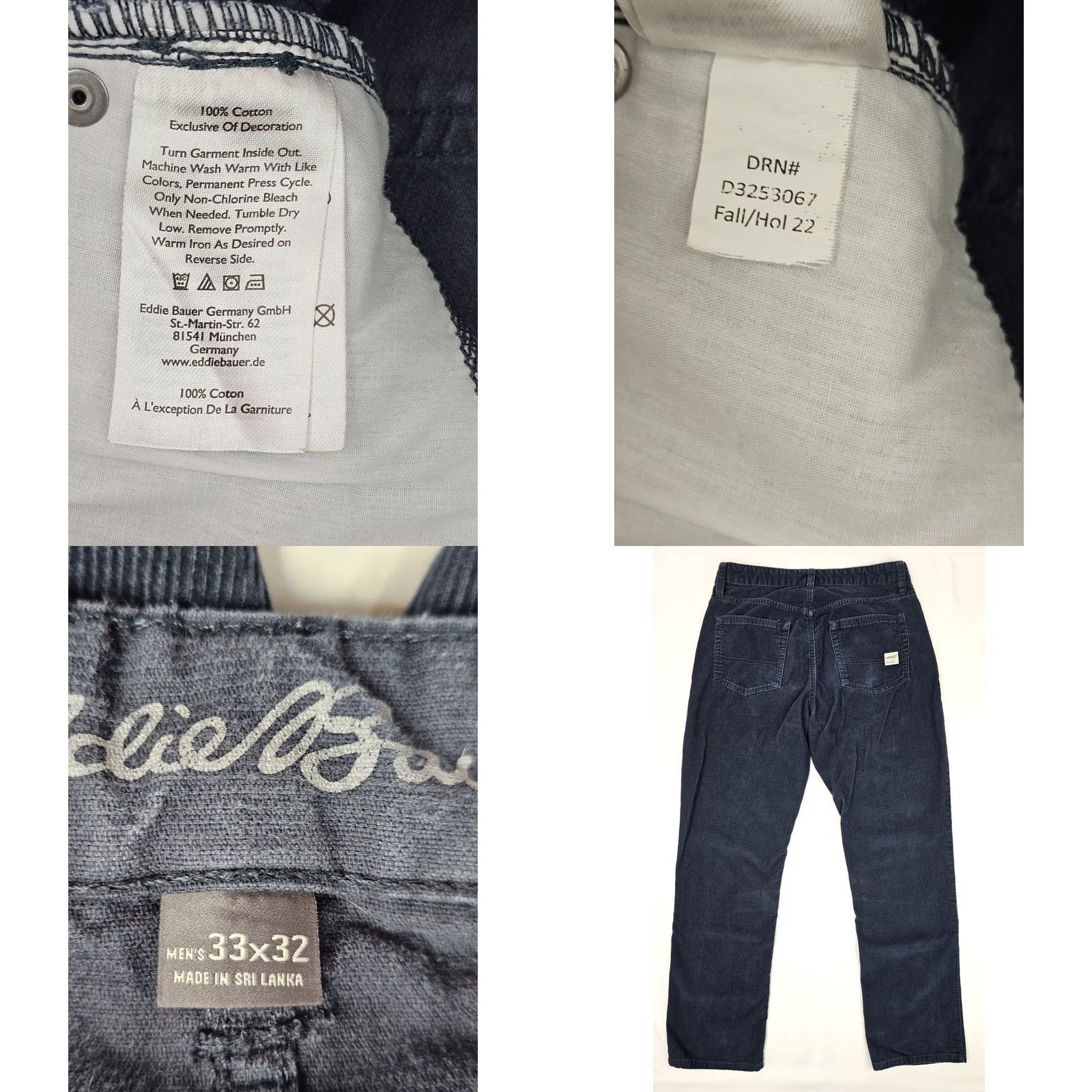 Eddie Bauer Eddie Bauer Straight Fit Corduroy Pants 100% Cotton Men 32x30 Teal 5-Pocket Design Slim Guide Reg Pants Mens Size US 32 / EU 48 - 9 Thumbnail