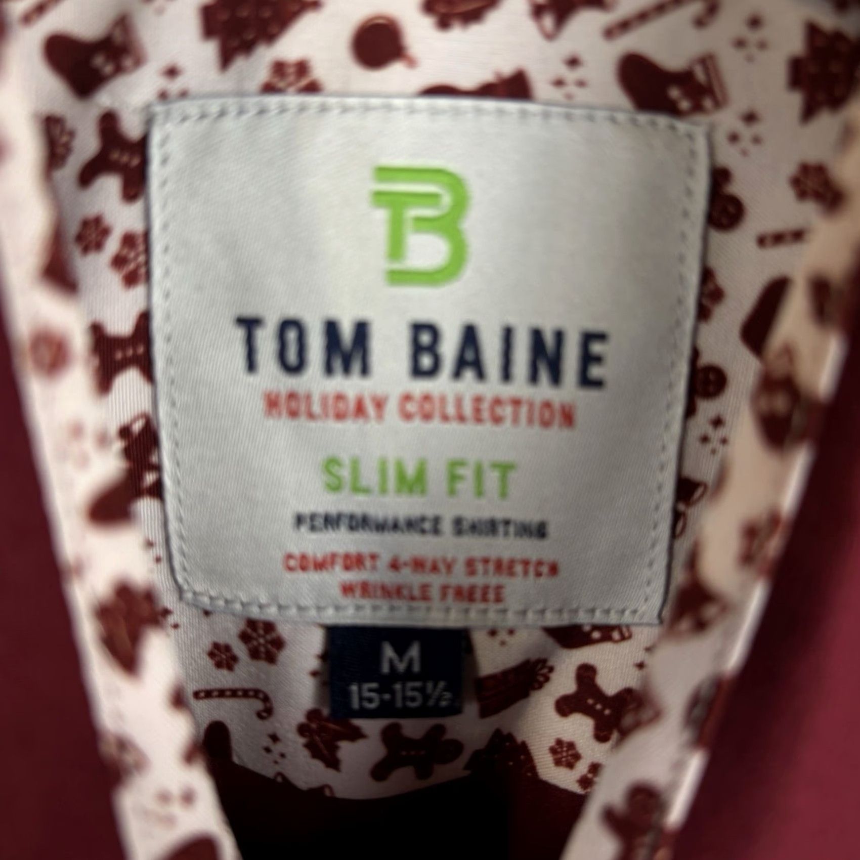Vintage Tom Baine Button-Up Shirt Mens M Burgundy Holiday Collection Flip Cuff Button-Down Collared Slim Light/Weighted Size US M / EU 48-50 / 2 - 3 Thumbnail