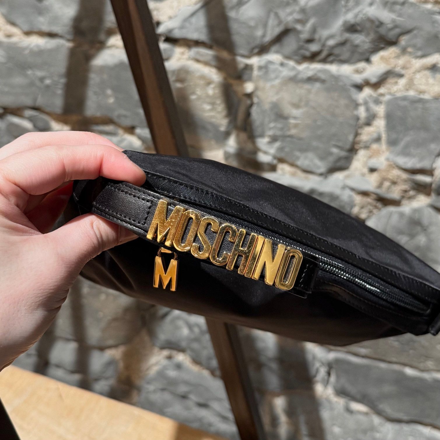 Moschino Moschino Vintage Black Nylon Logo Wristlet Pouch Size ONE SIZE - 7 Thumbnail