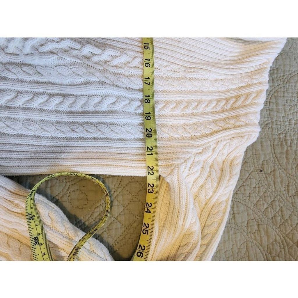 Chaps Chaps White Ribbed Fuzzy Sweater Size XL / US 12-14 / IT 48-50 - 7 Thumbnail