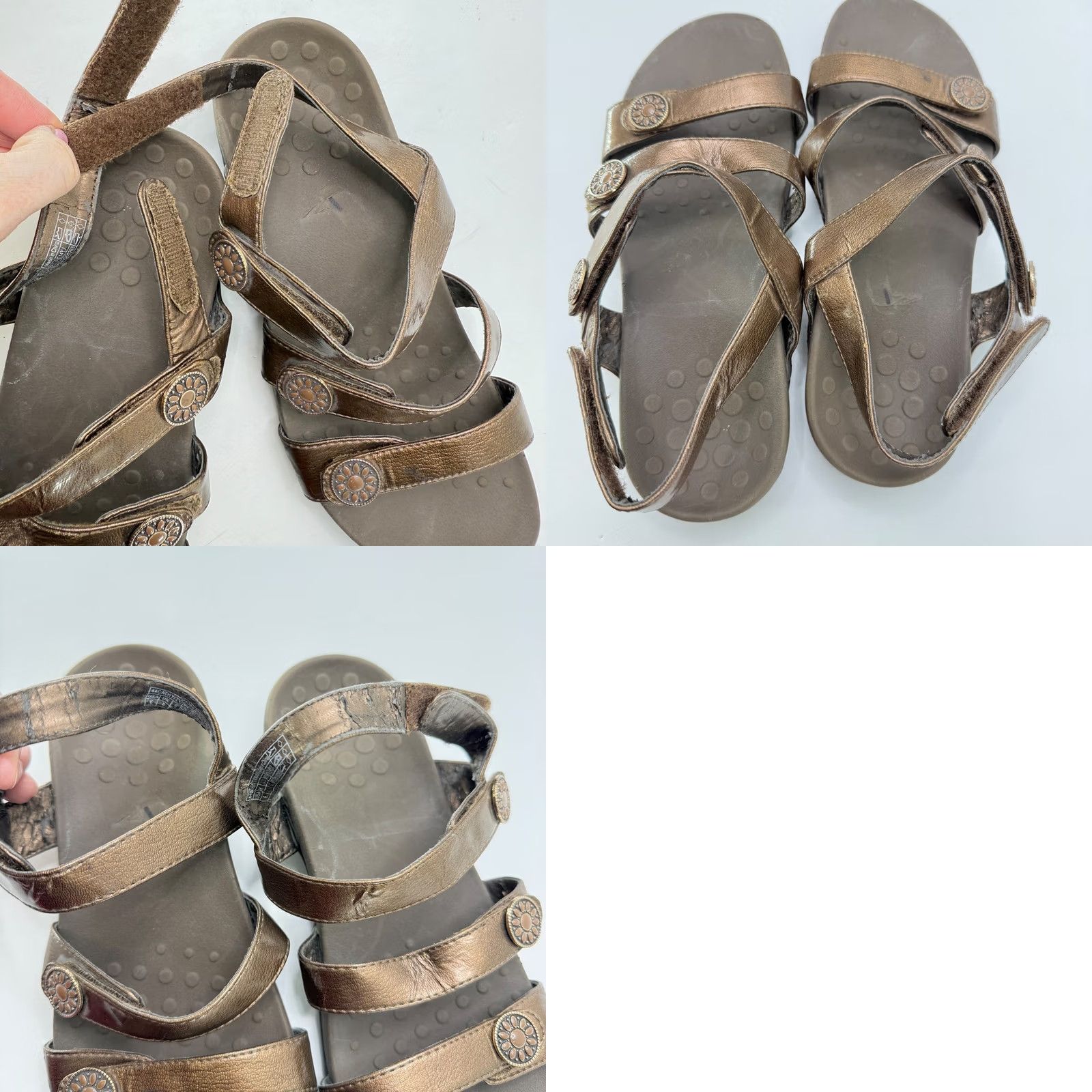 Vionic Vionic Sandals Strappy Bronze Metallic Leather Adjustable Strap Arch Support Cushion Women's 6 Casual Summer Travel Size US 6 / IT 36 - 8 Thumbnail