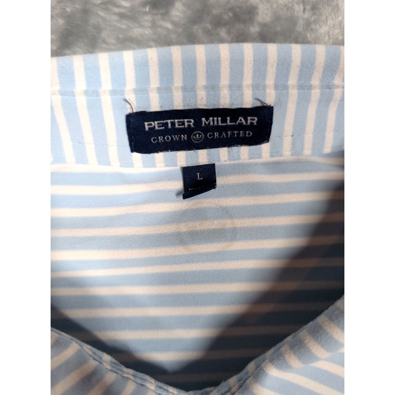 Peter Millar Peter Millar Crown Crafted Polo Shirt Mens XL Blue Striped Performance Stretch Size US XL / EU 56 / 4 - 4 Thumbnail