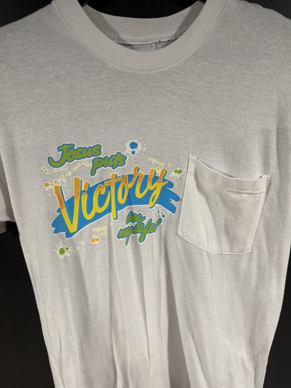 Vintage 1990s Vintage Jesus God Single Stitch Religion Pocket Tee S Size US S / EU 44-46 / 1 - 2 Thumbnail