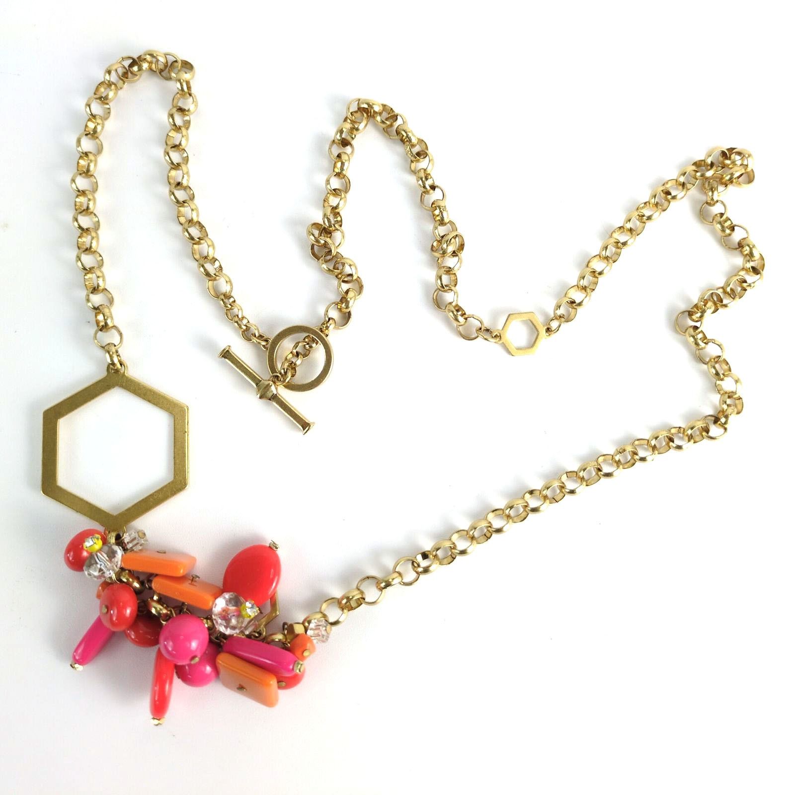 Vintage Estate Jewelry 34" Gold Chain Bead Cluster Necklace Toggle Size ONE SIZE - 1 Thumbnail